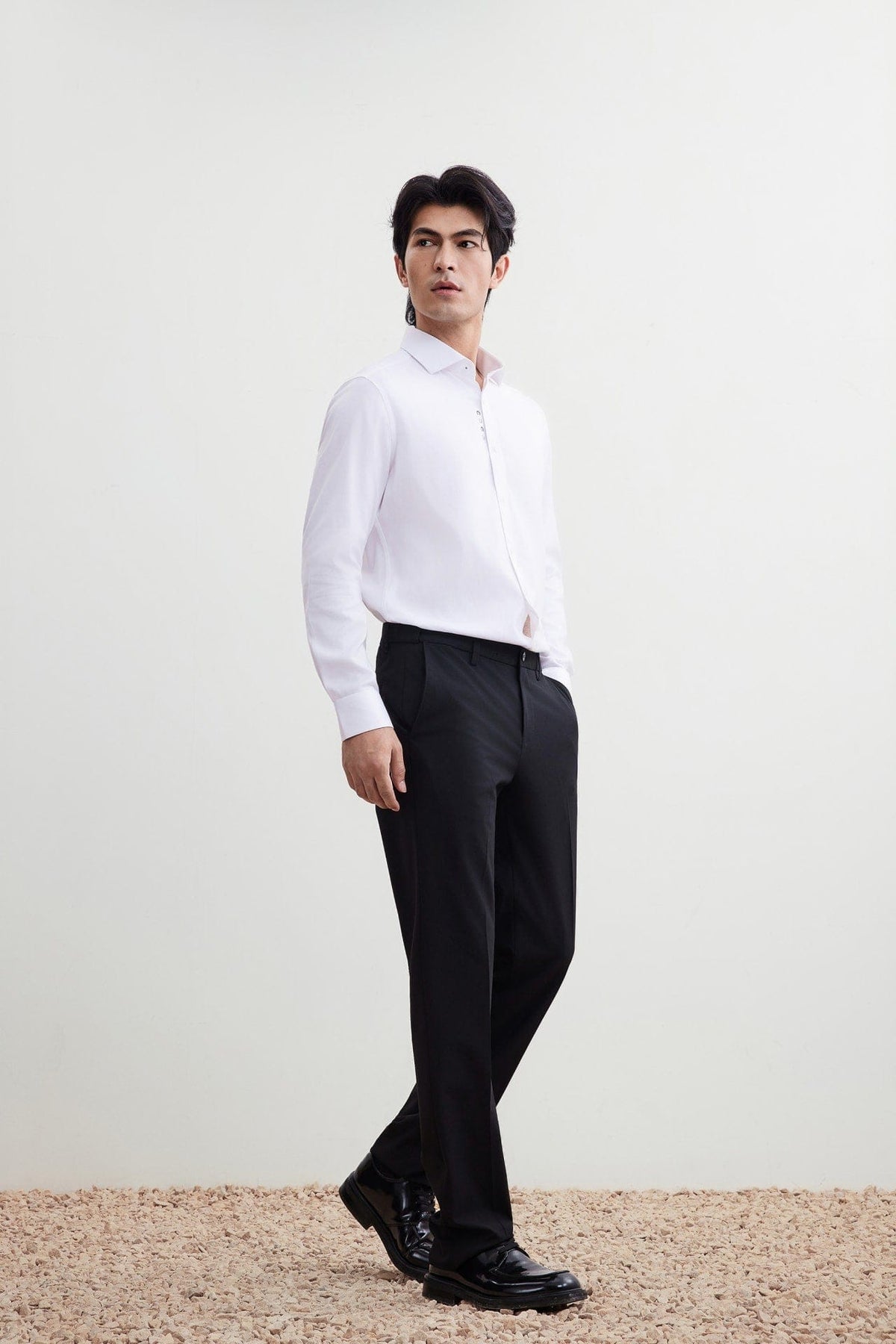 G2000 - Pants - Multi-Way Stretch Smart Fit Plain Weave Suit Pants with Elastic Waist Band - Black - Elastic Smart