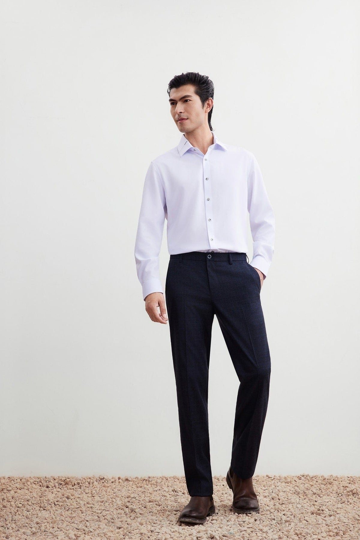 G2000 Pants Anti-Bacterial Smart Fit Check Suit Pants Charcoal Smart