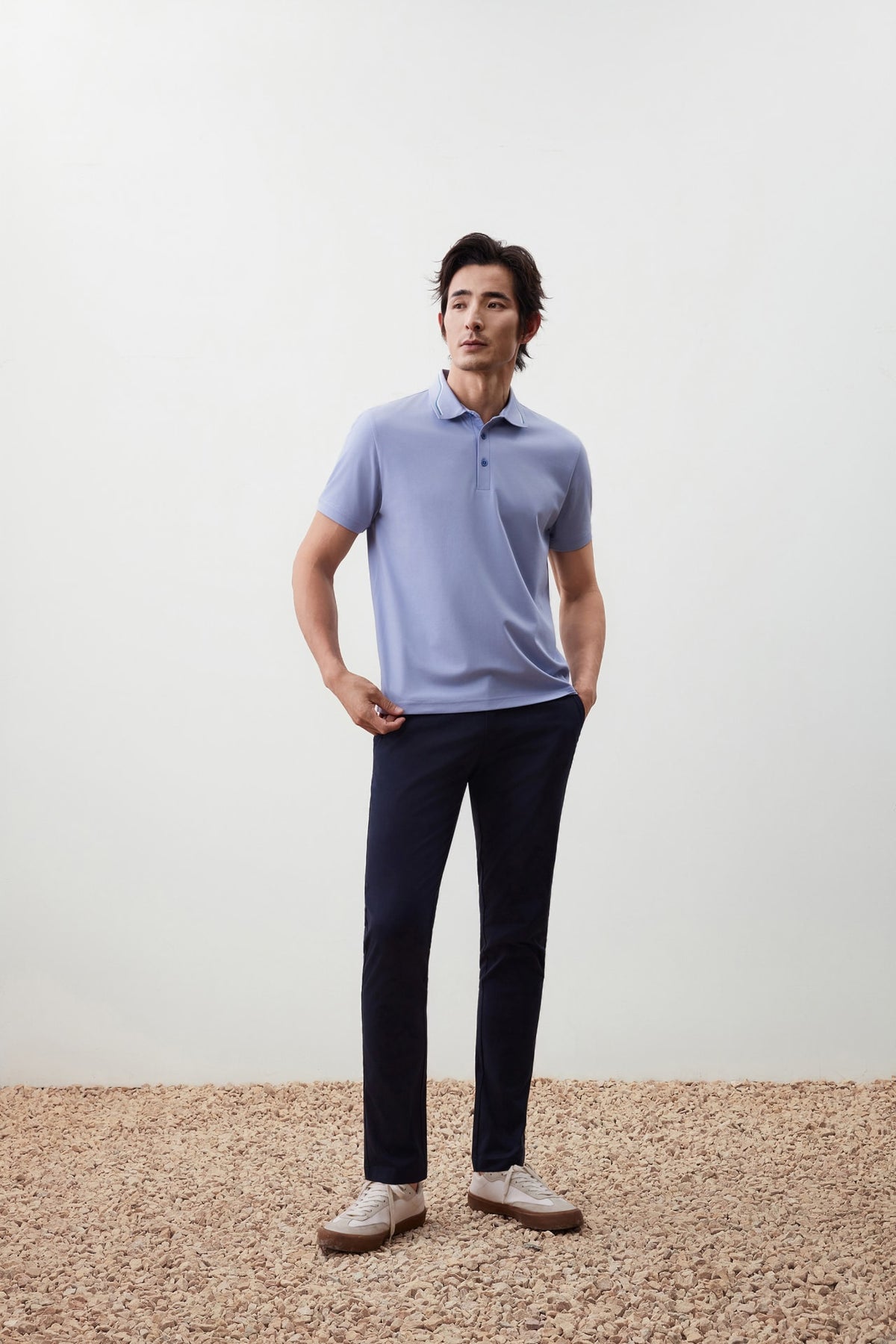 G2000 Pants Warm Weave Cotton Blend Wide Fit Sueded Twill Casual Pants Peacoat Wide Fit