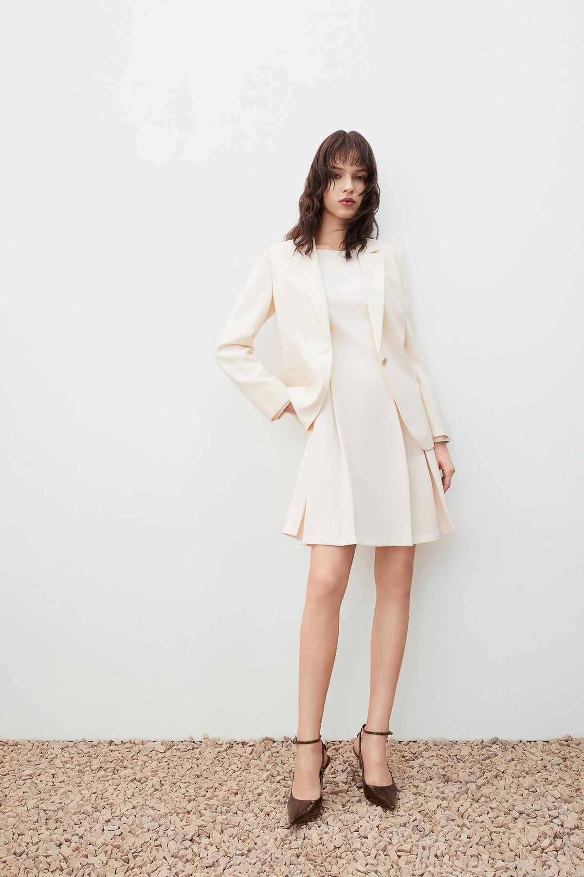 G2000 Suits Textured Stripe Blazer Egret Relaxed