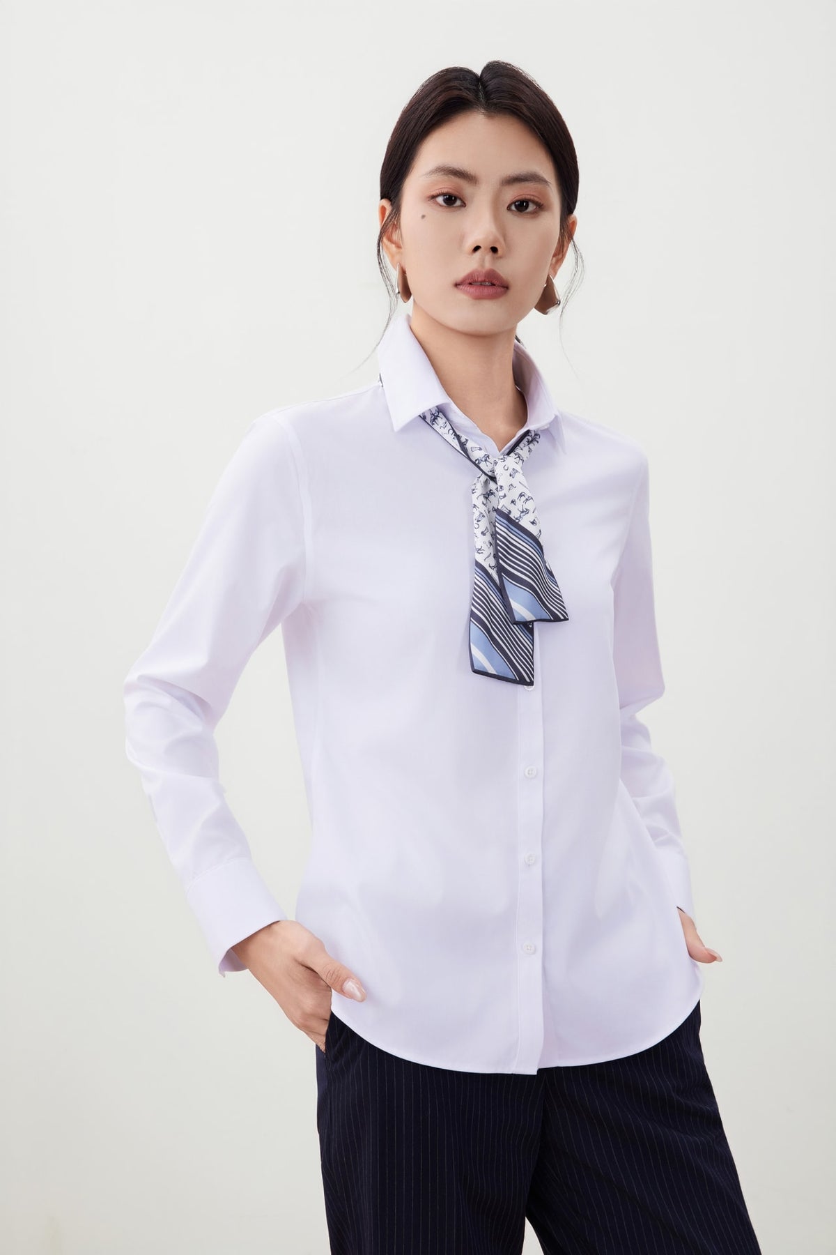 G2000 Shirts Textured Shirt with Scarf