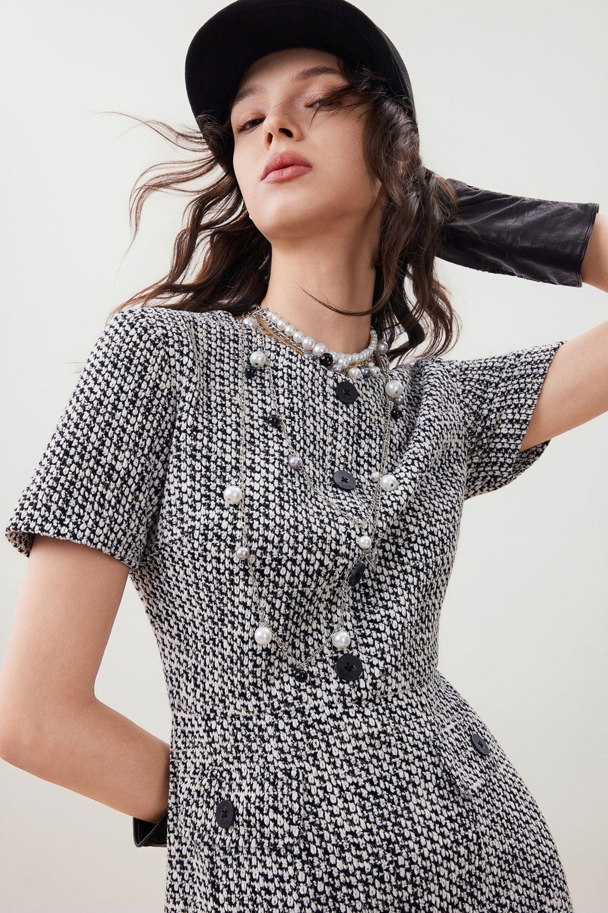 G2000 - Dresses - Tweed Knit Button Front Pleated Dress