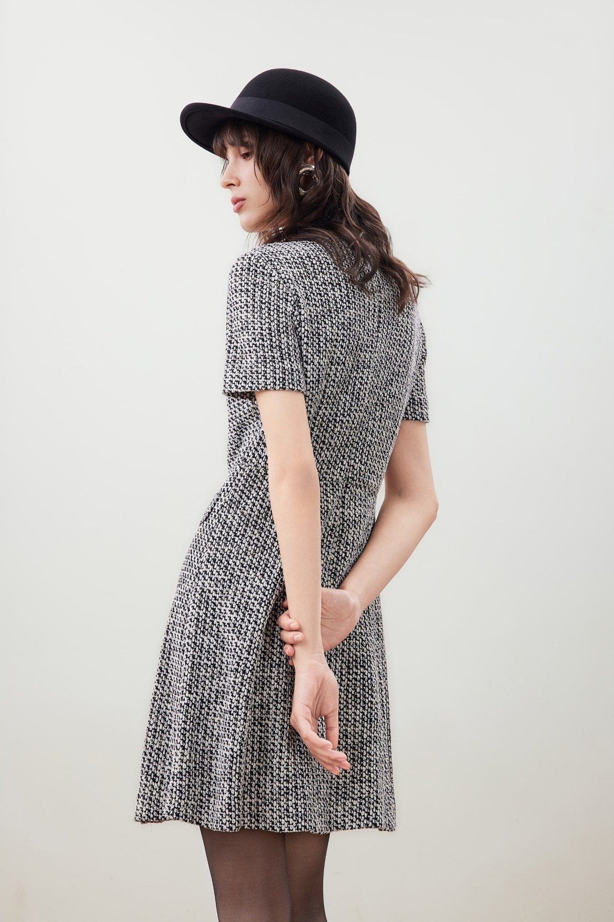G2000 - Dresses - Tweed Knit Button Front Pleated Dress