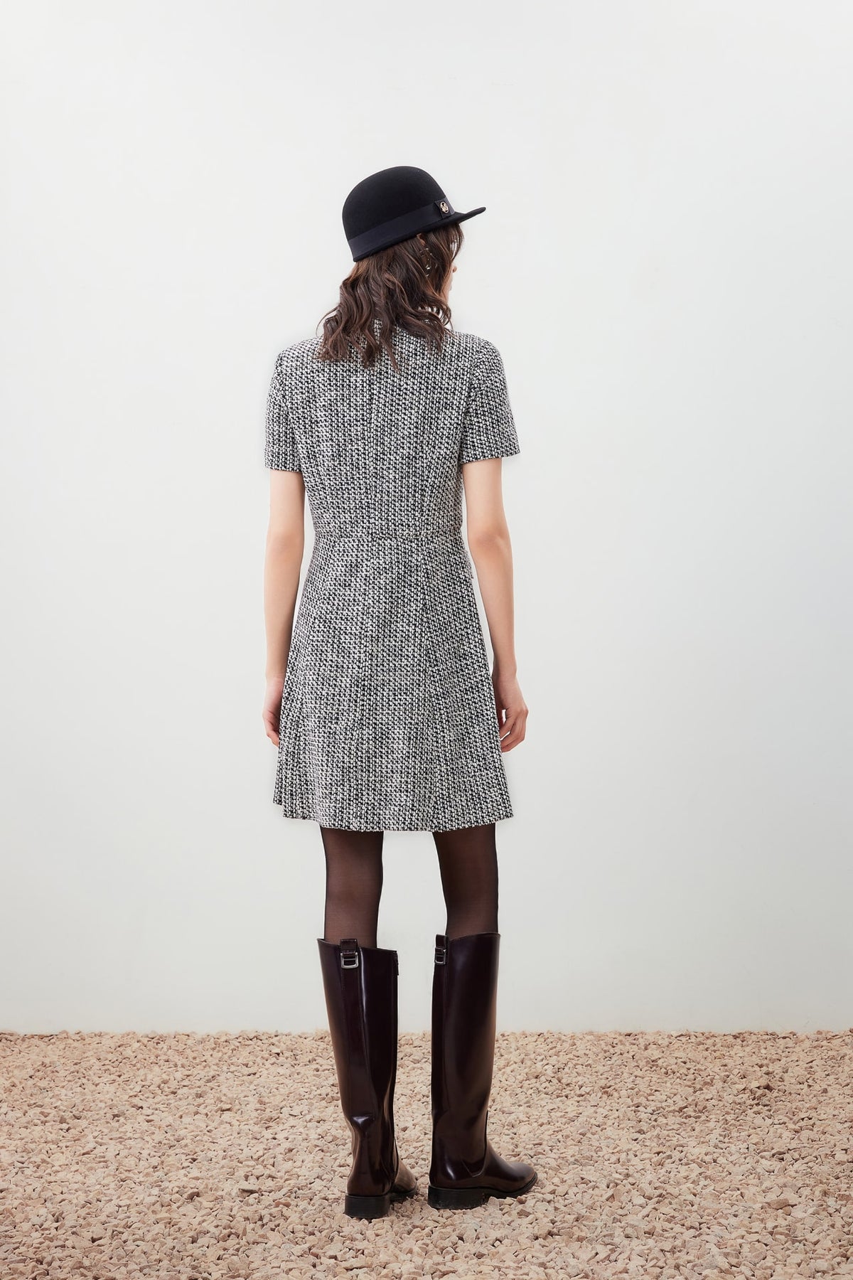 G2000 - Dresses - Tweed Knit Button Front Pleated Dress