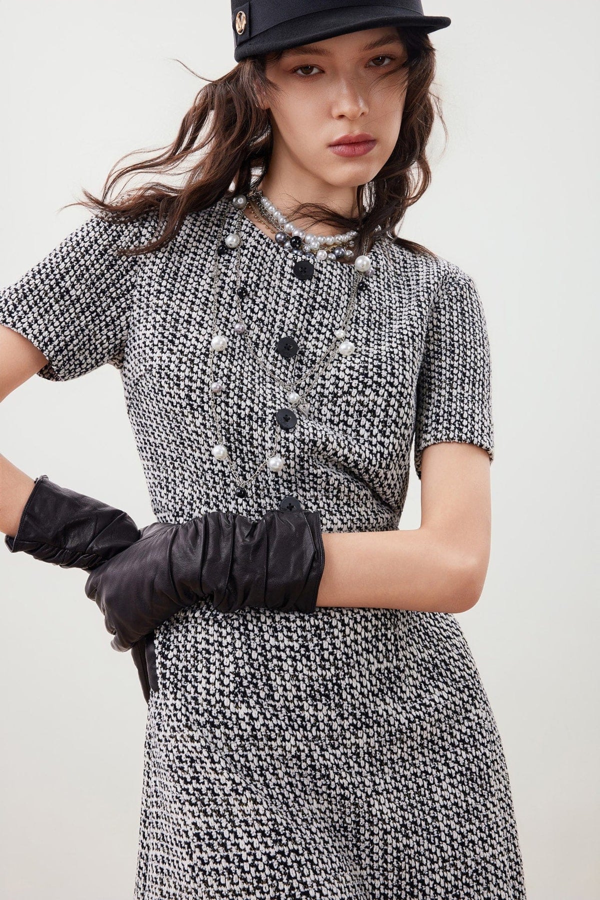 G2000 - Dresses - Tweed Knit Button Front Pleated Dress