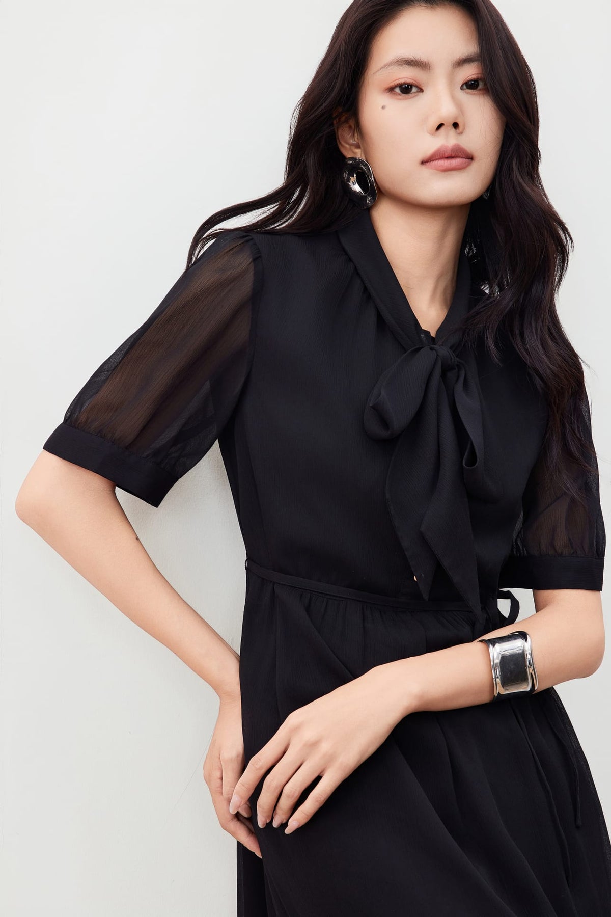 G2000 - Dresses - Tie Neck Chiffon Maxi Dress