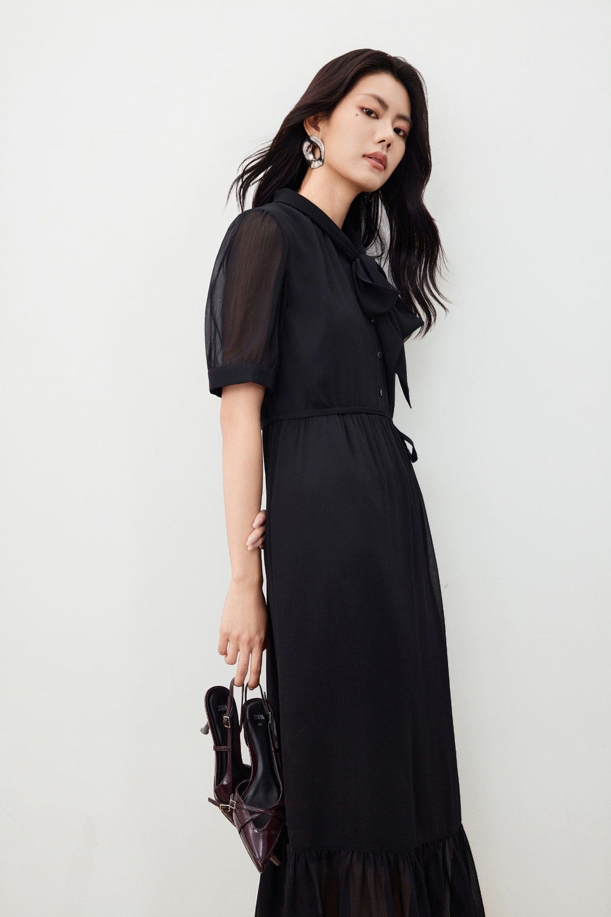 G2000 - Dresses - Tie Neck Chiffon Maxi Dress
