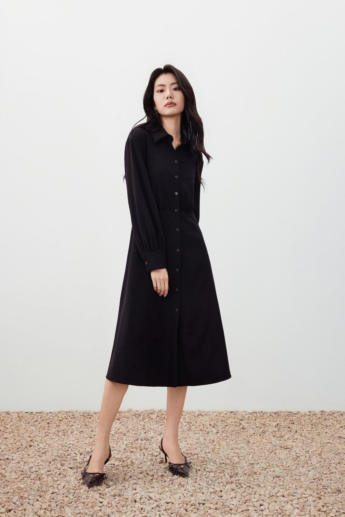 G2000 Dresses Twill Maxi Shirt Dress Black Regular