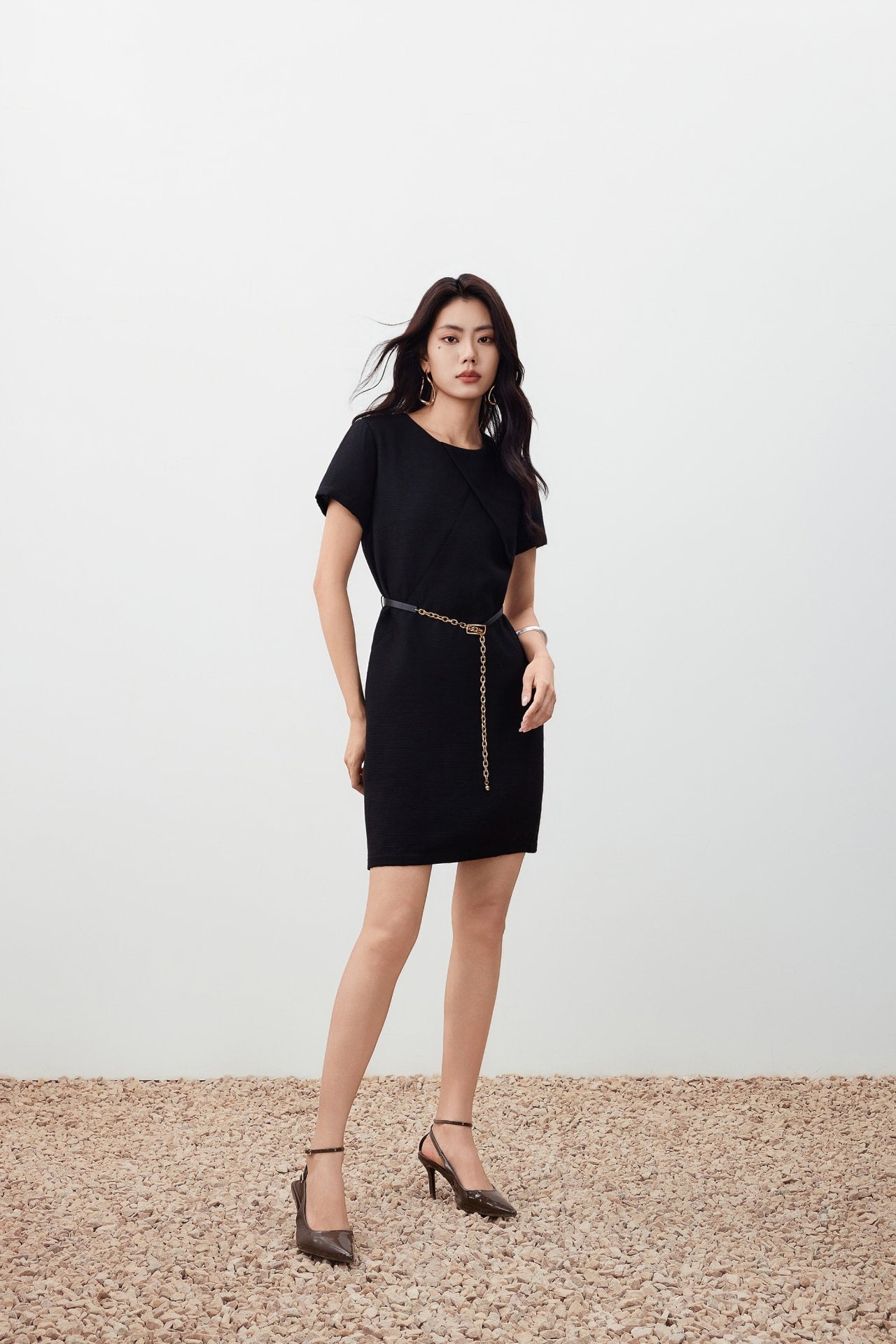 Crinkle Belted Dress