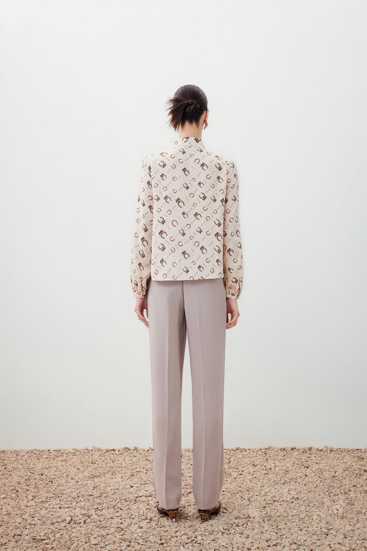G2000 - Blouses - Horsebit Print Pussy Bow Blouse