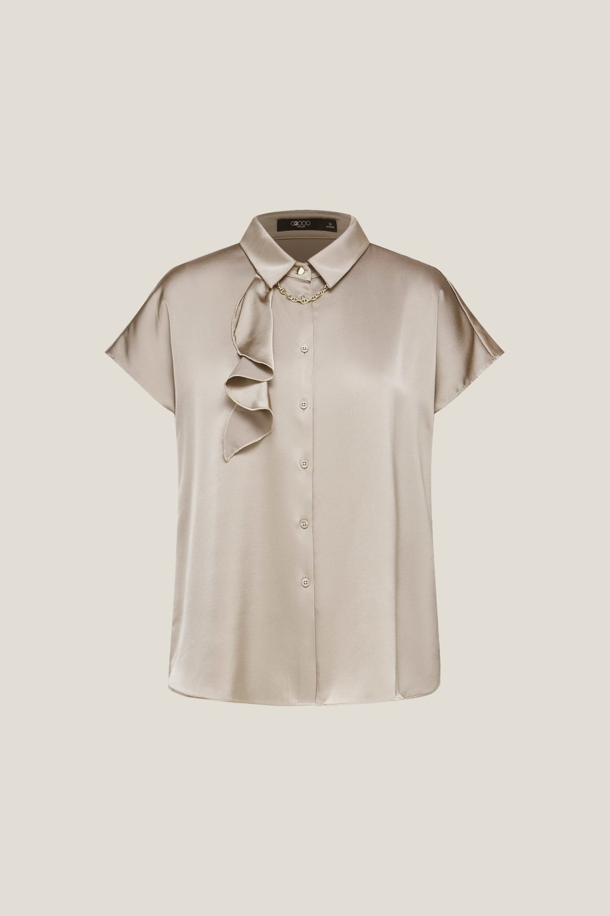 G2000 Blouses Satin Cap Sleeve Blouse with Scarf Necklace Walnut Regular