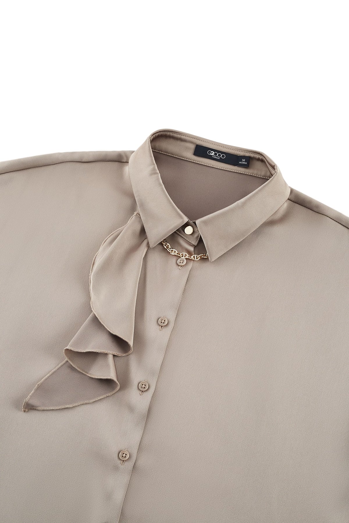 G2000 - Blouses - Satin Cap Sleeve Blouse with Scarf Necklace