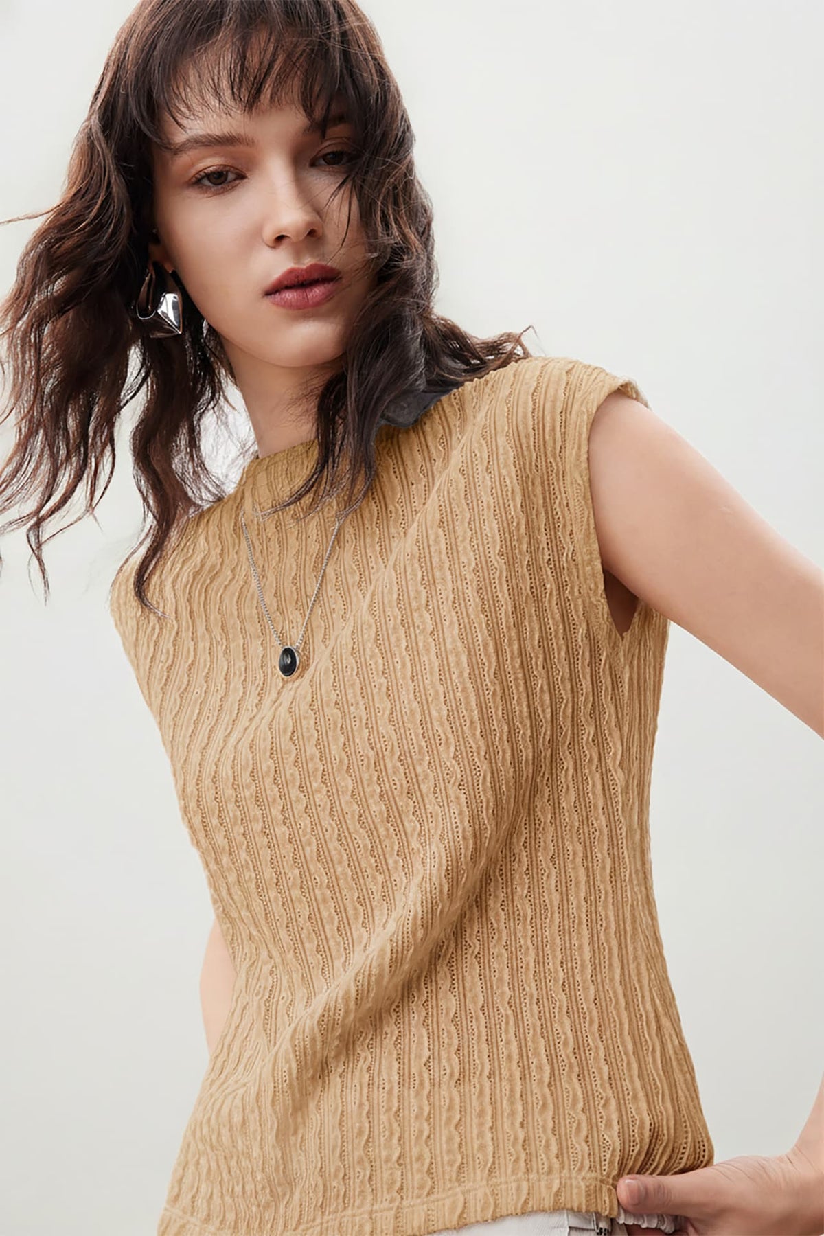 G2000 T-Shirts Jacquard Knit Tank Crockery Slim