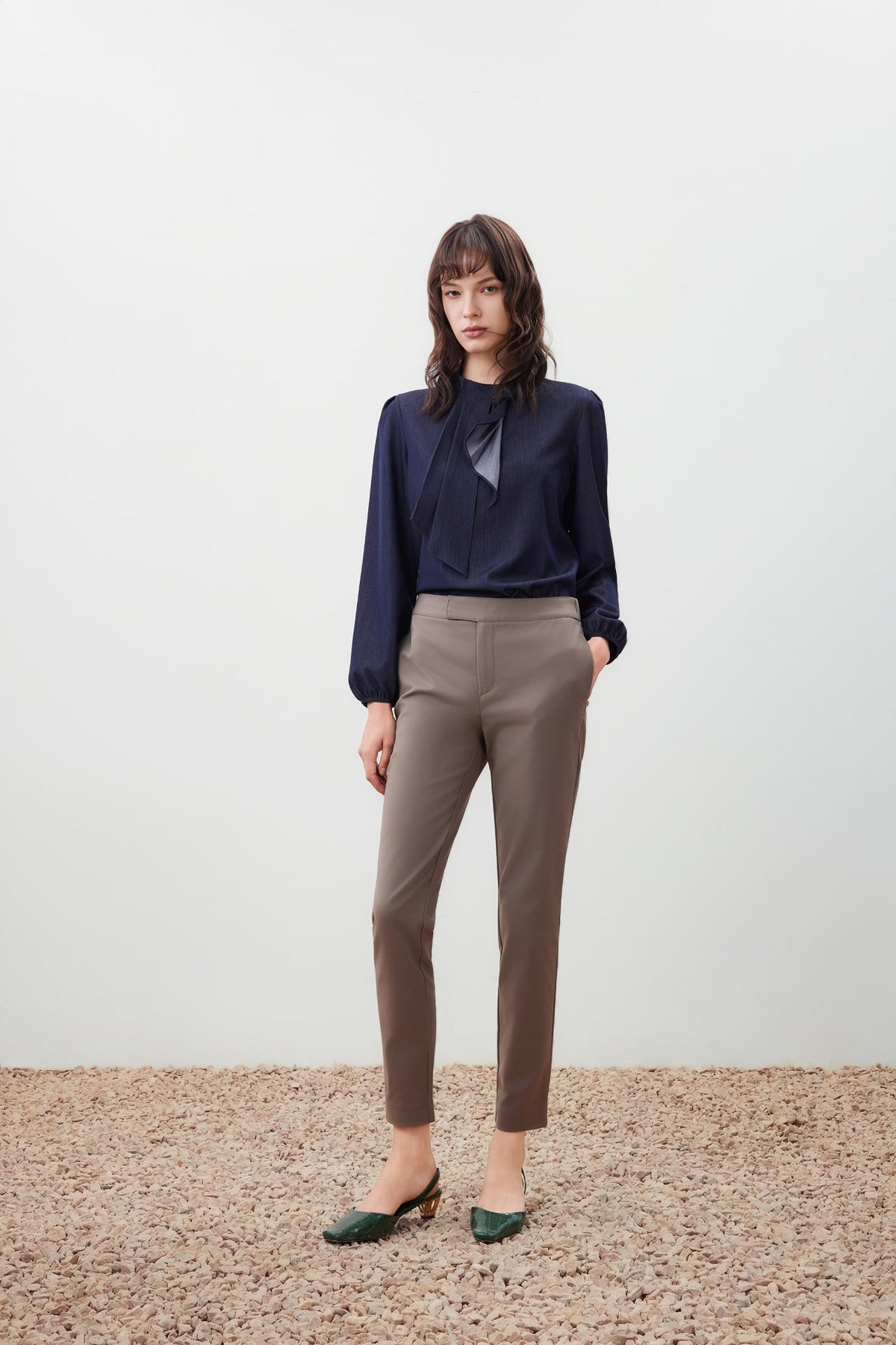 G2000 - Blouses - Ruffle Detail Stand Collar Blouse