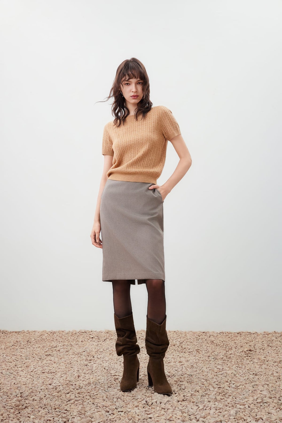 G2000 Skirts Water Repellent Long H Shape Skirt Pale Olive Regular