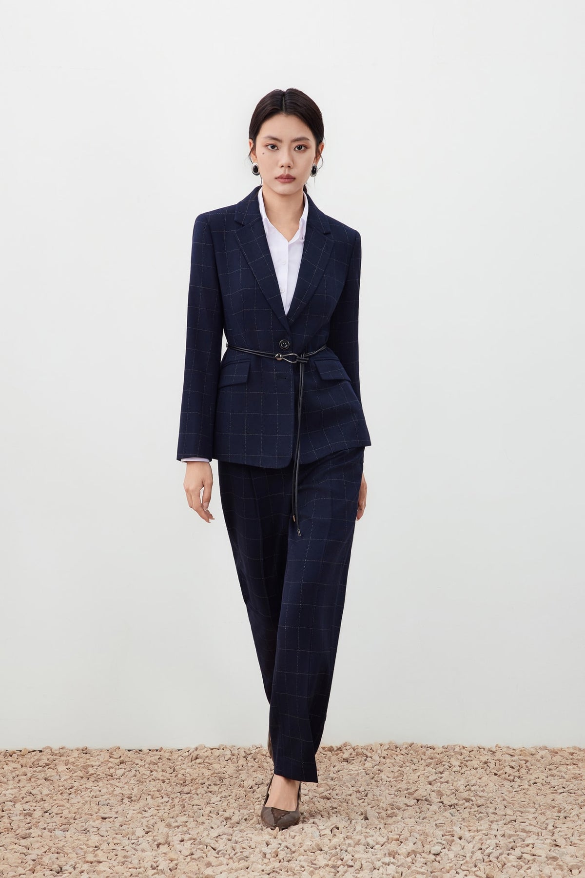 G2000 Pants Check Twill Relaxed Pants Dark Navy Regular
