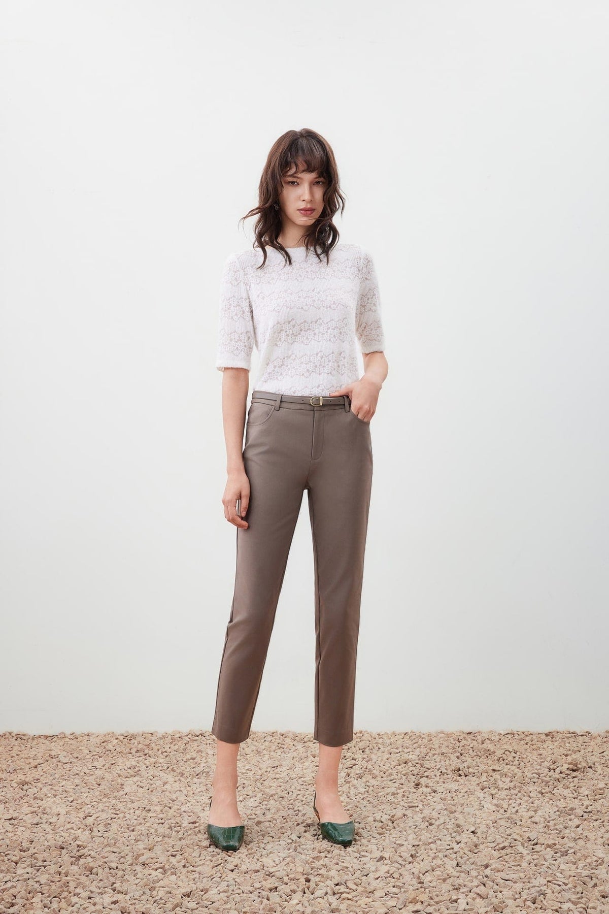 G2000 Pants Belted Cropped Skinny Pants