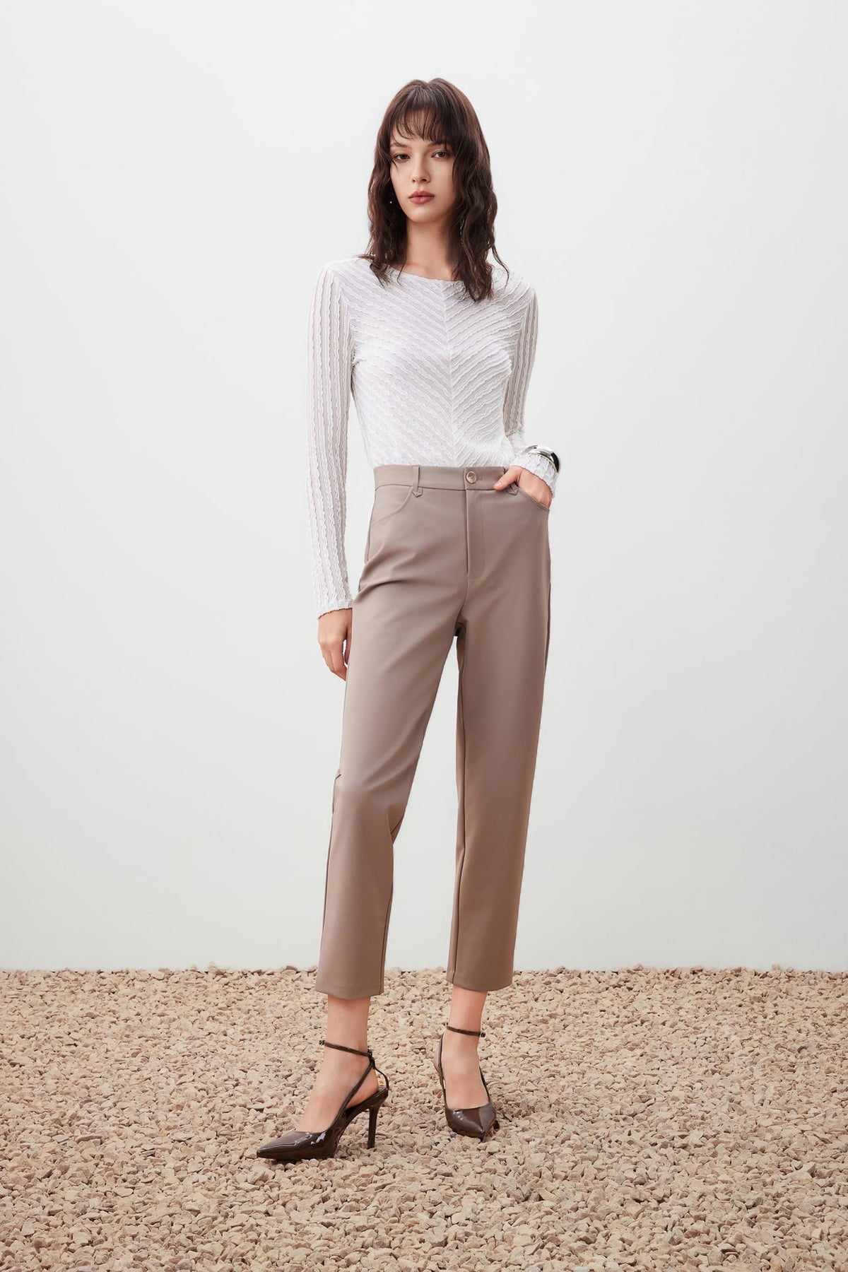 G2000 Pants Stretch Cigarette Pants Taupe Regular