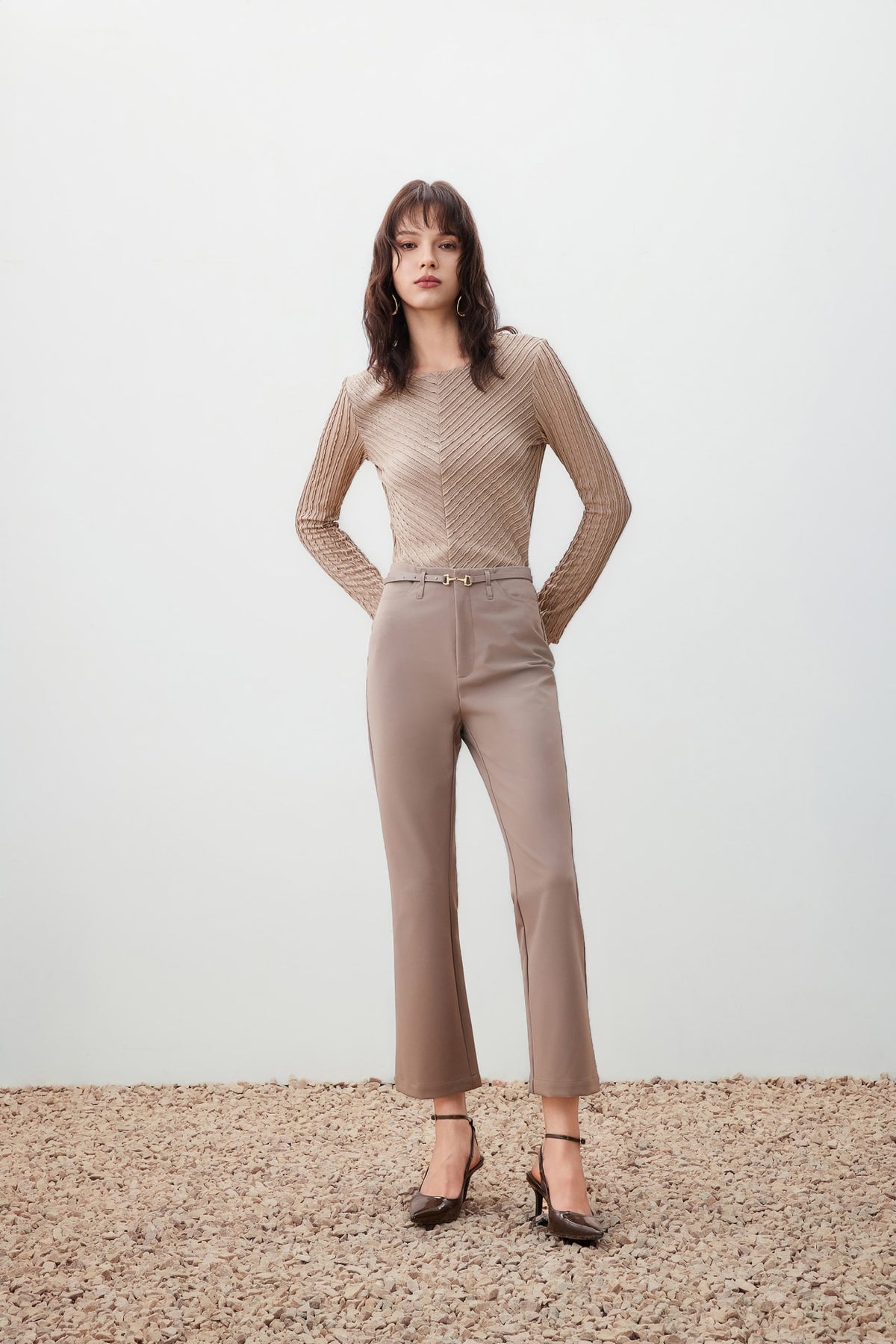 G2000 Pants Belted Slim Boot Pants Taupe Regular