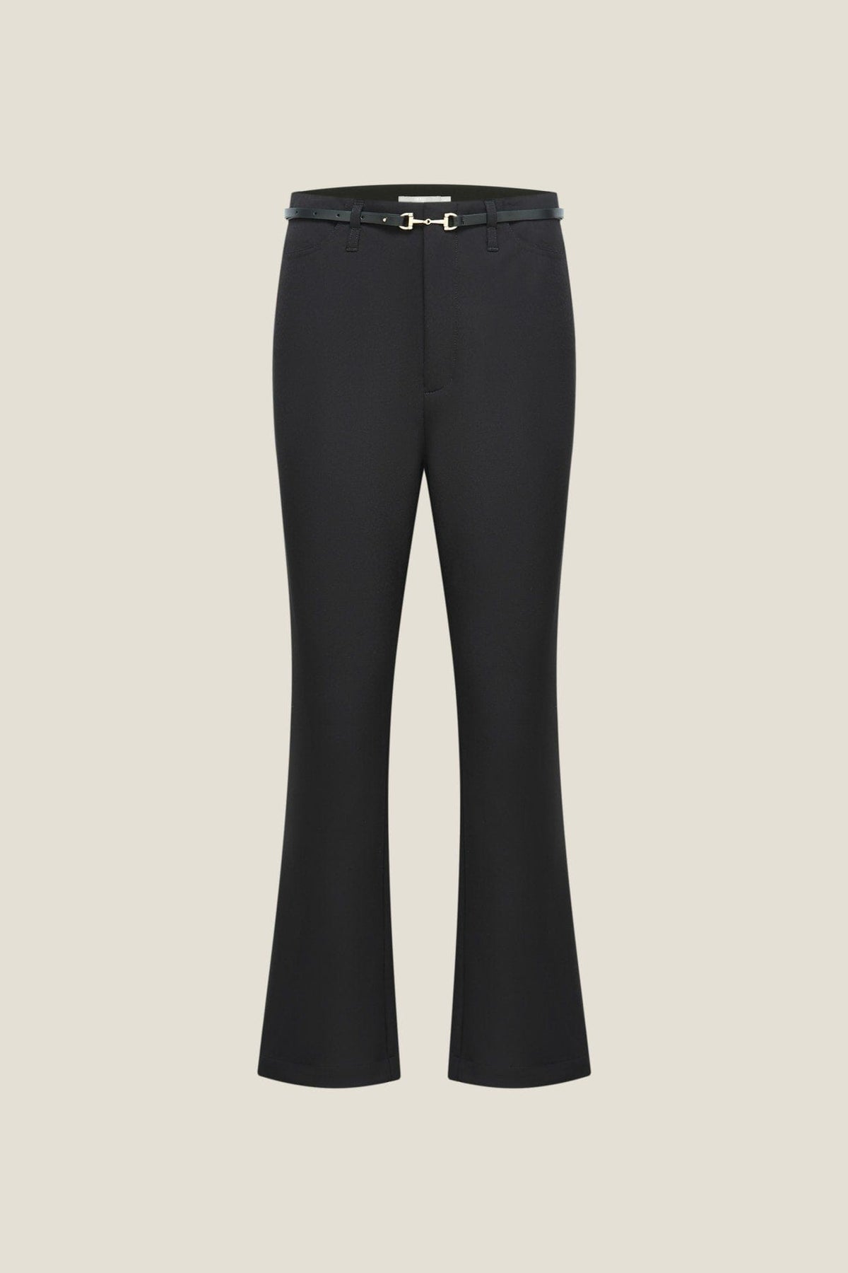 G2000 - Pants - Belted Slim Boot Pants - Black - Regular