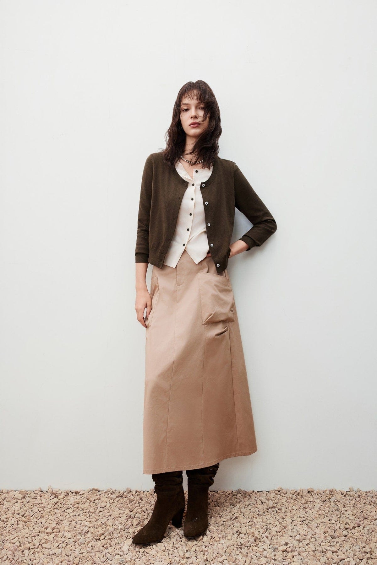 G2000 Cardigans 2 in 1 Layered Cardigan Black Olive Regular