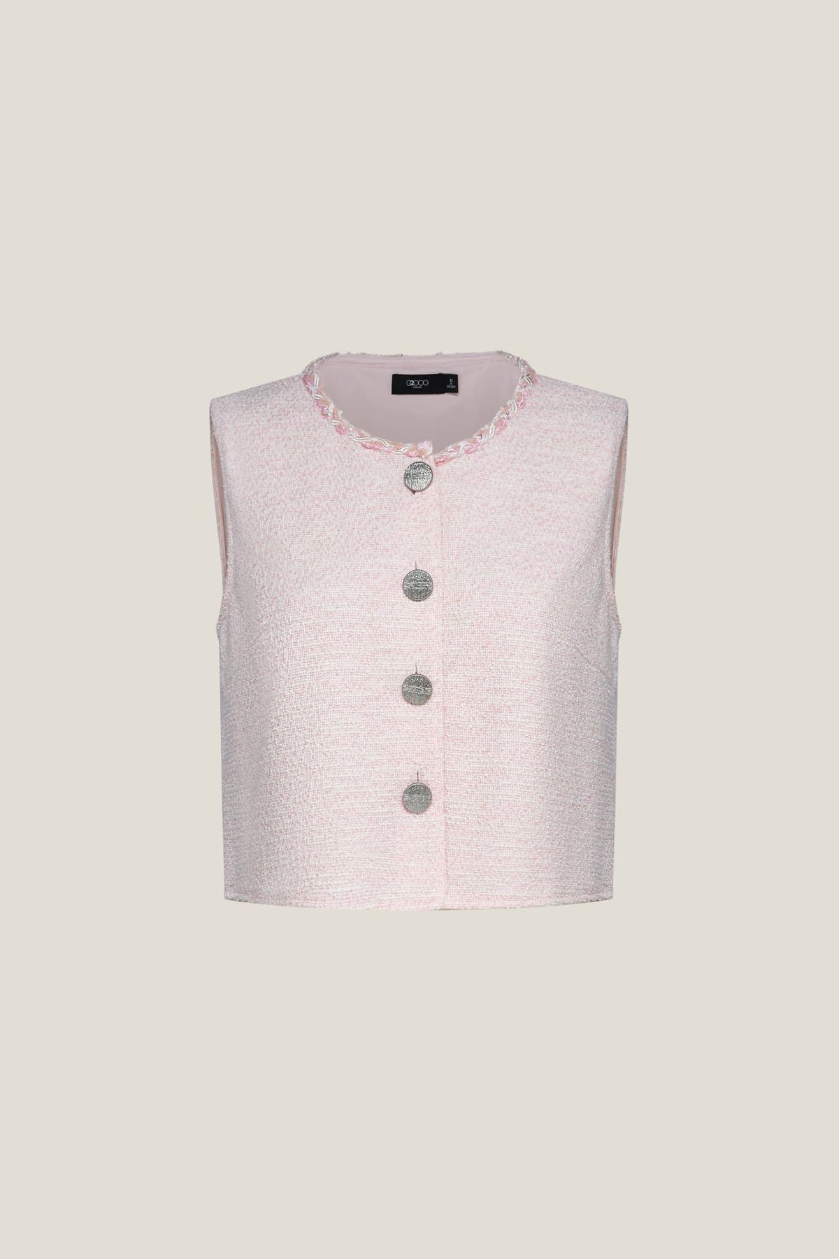 G2000 Blouses Knit Tweed Regular Fit Vest Pink Regular