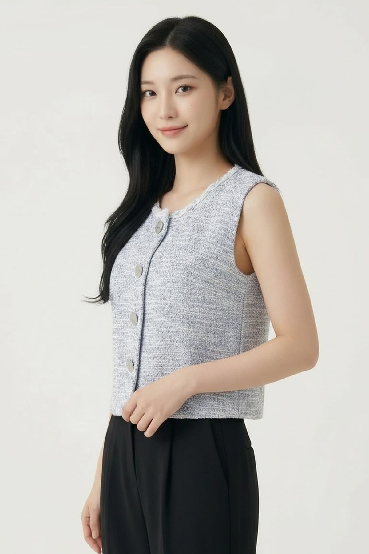 Knit Tweed Regular Fit Vest