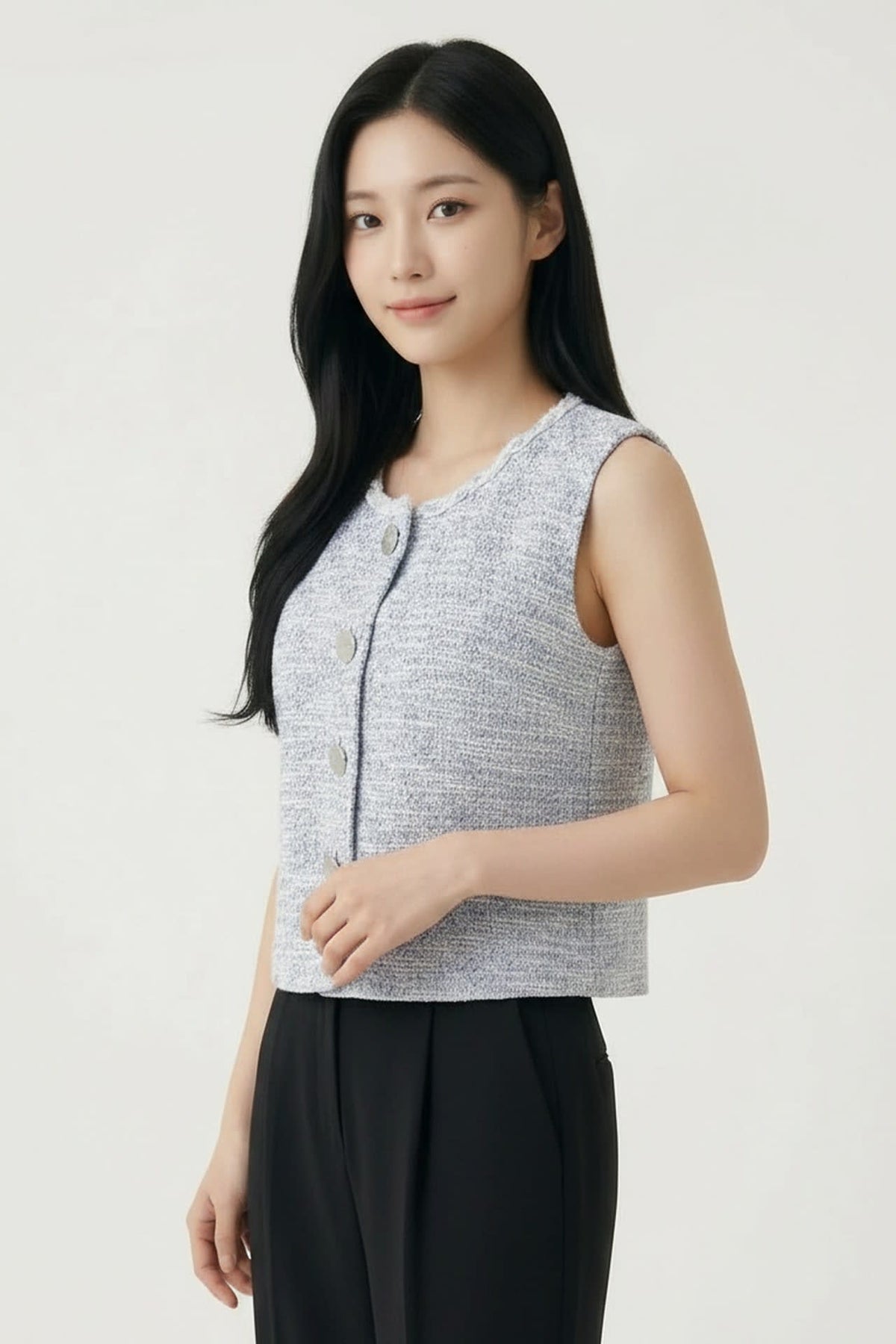 Knit Tweed Regular Fit Vest