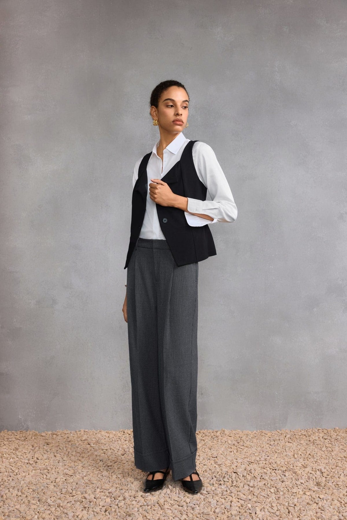 G2000 Pants Houndstooth Straight Leg Ankle Pants Beluga Regular