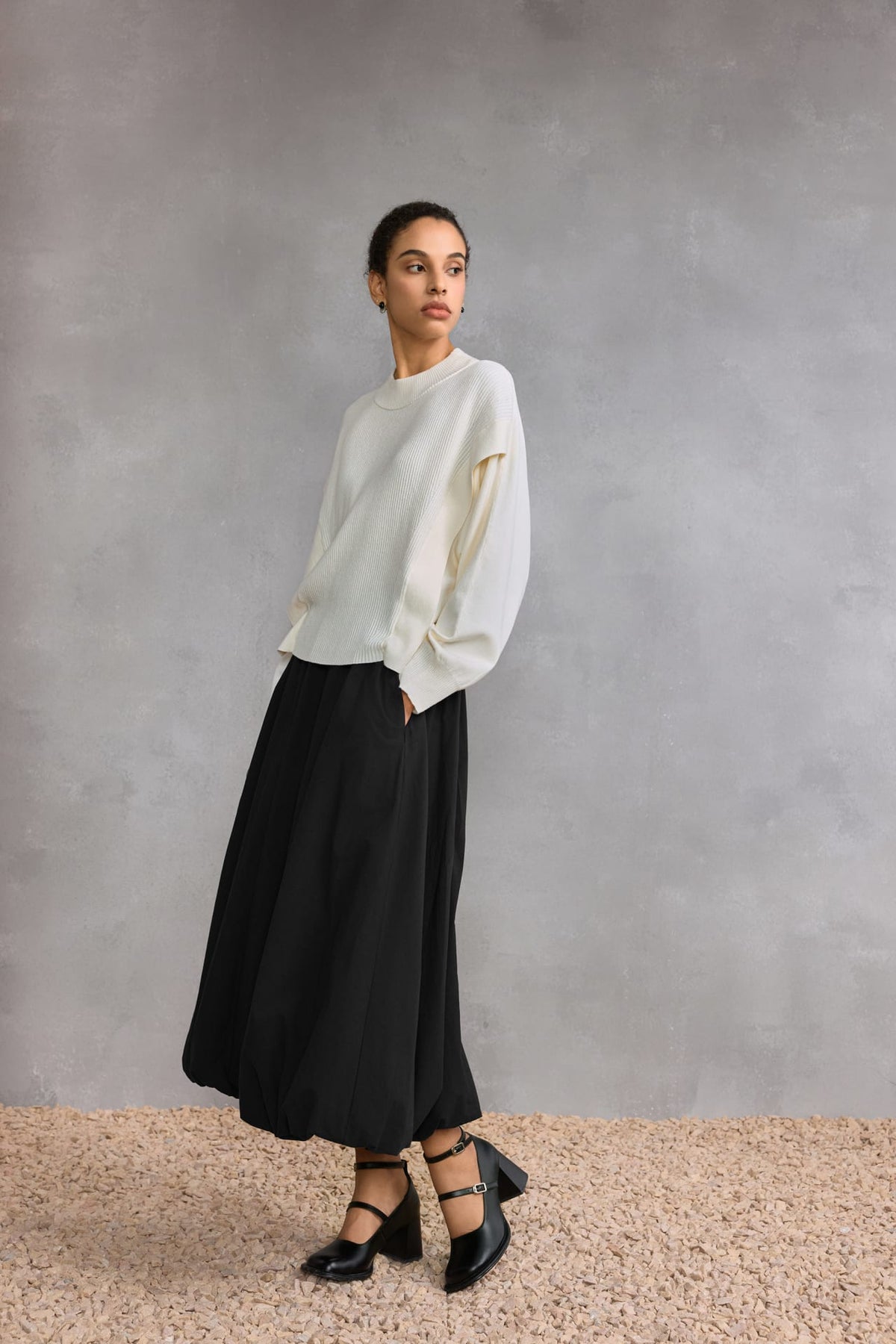 G2000 Skirts Cotton Poplin Balloon Skirt Black Regular