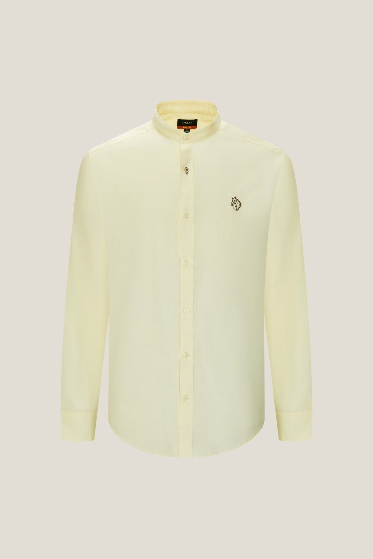 G2000 Shirts Wrinkle Free Oxford Stand Collar Smart Fit Casual Shirt with Logo Lemonade Smart