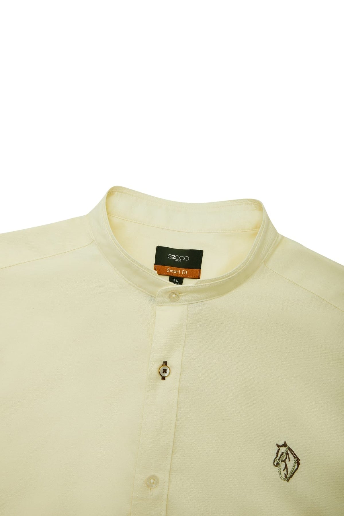 G2000 Shirts Wrinkle Free Oxford Stand Collar Smart Fit Casual Shirt with Logo