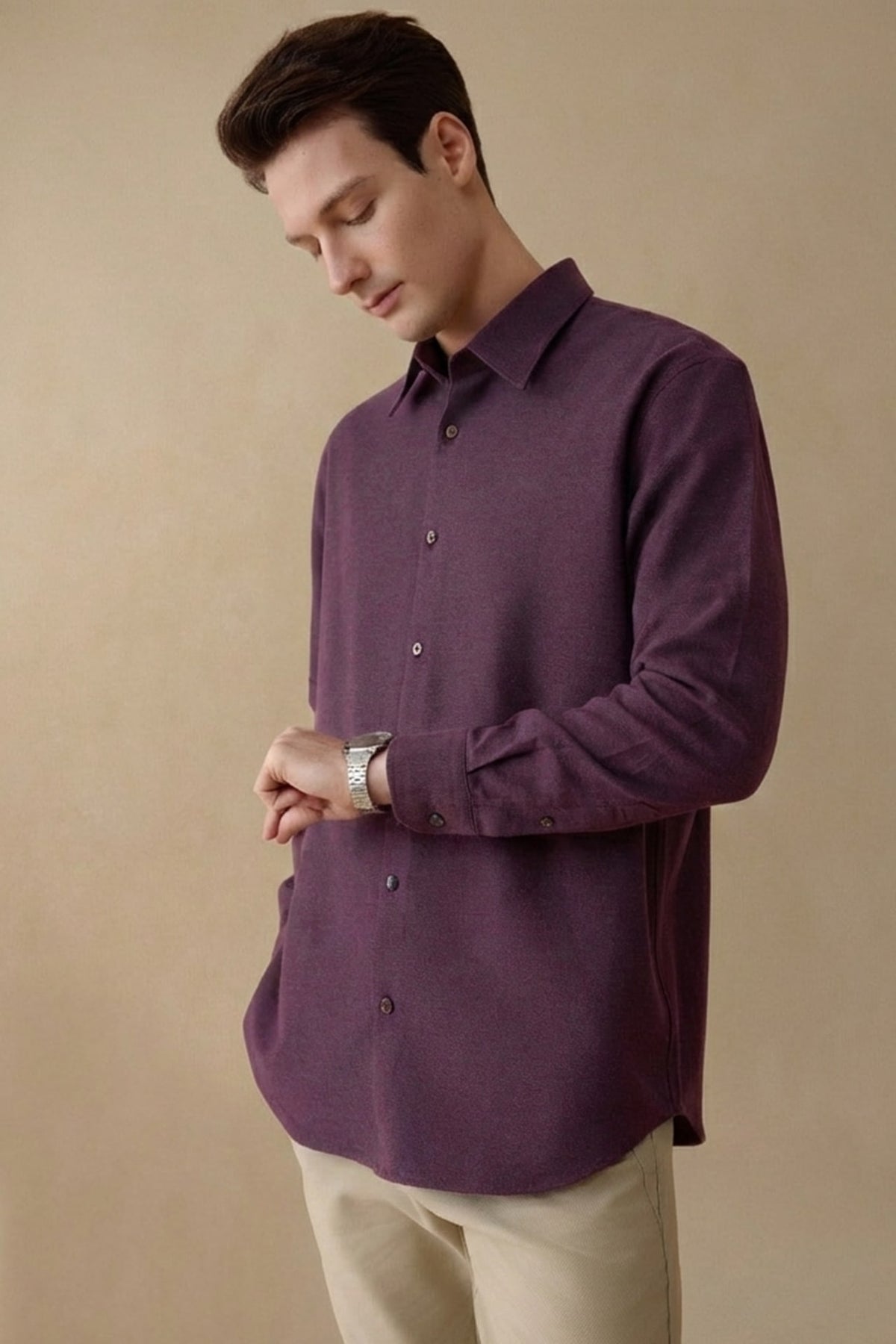 G2000 Shirts 1 Side Brushed 2-Tone Flannel Comfort Fit Casual Shirt Wine Tasting Comfort