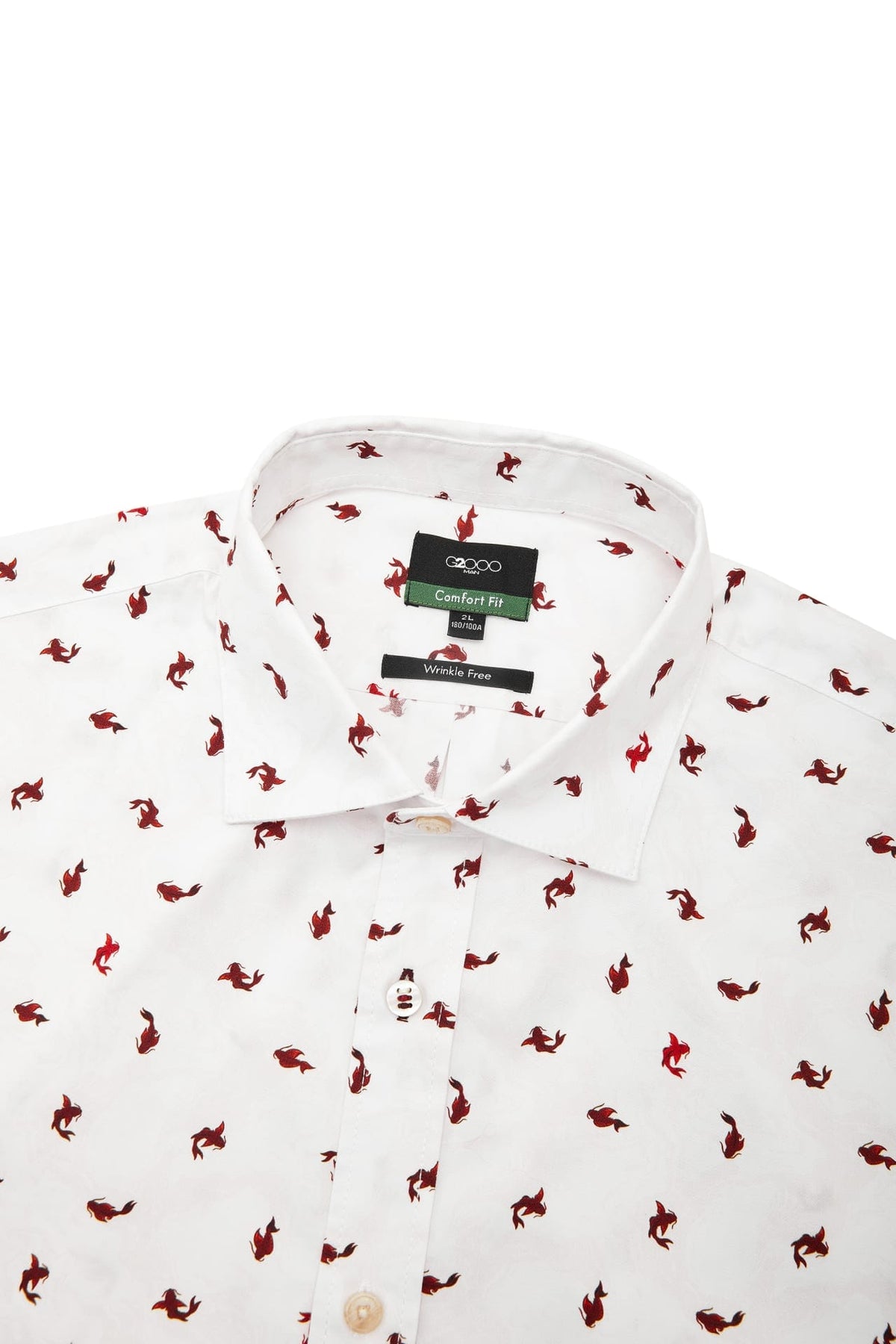 G2000 Shirts Wrinkle Free Twill Mini Koi Printed Comfort Fit Casual Shirt