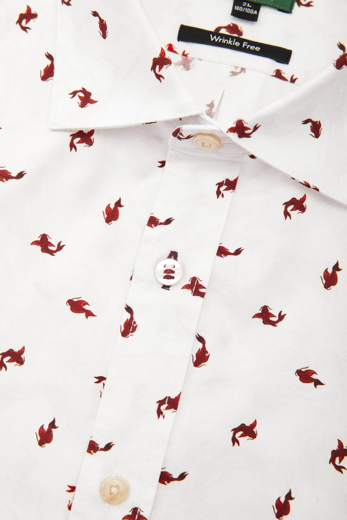 G2000 Shirts Wrinkle Free Twill Mini Koi Printed Comfort Fit Casual Shirt