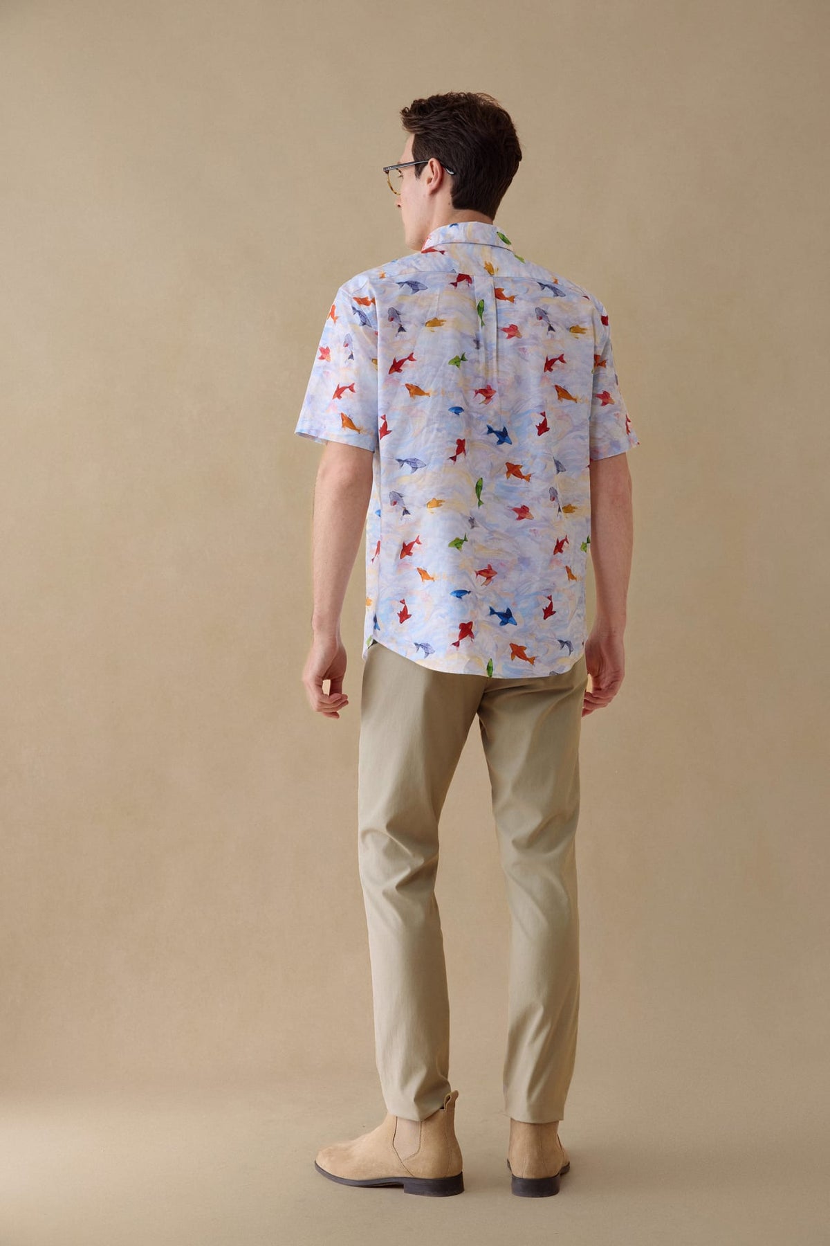G2000 - Shirts - Wrinkle Free Oxford Koi Printed Smart Fit Short Sleeve Casual Shirt