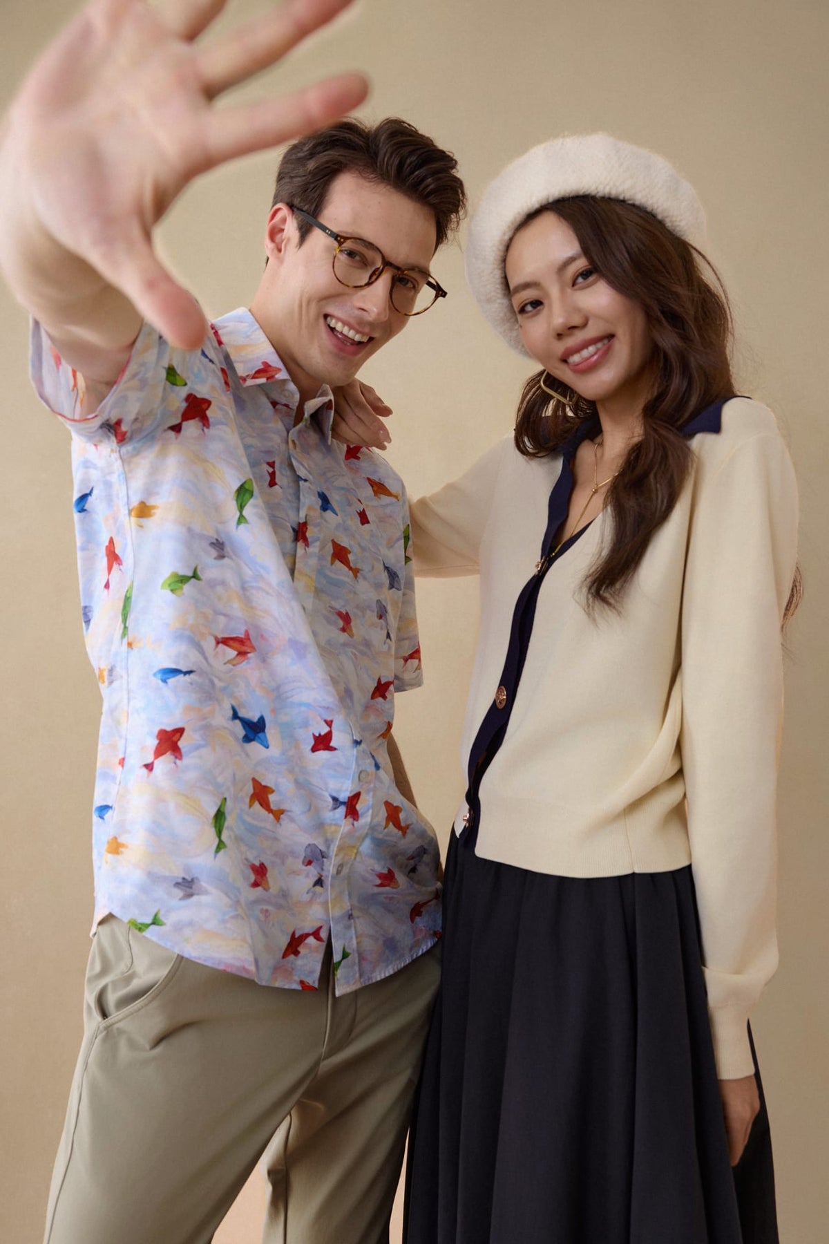 G2000 - Shirts - Wrinkle Free Oxford Koi Printed Smart Fit Short Sleeve Casual Shirt