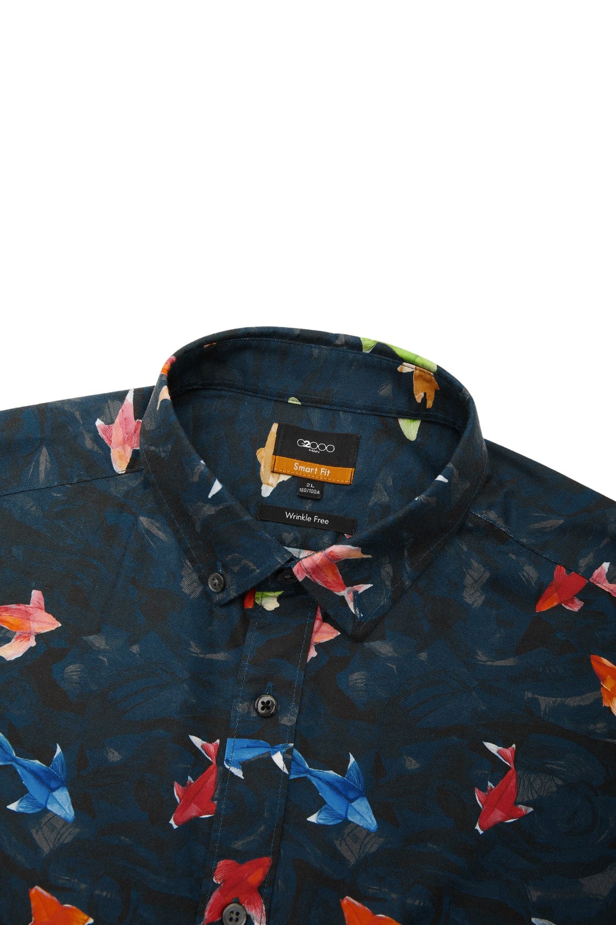 G2000 - Shirts - Wrinkle Free Oxford Koi Printed Smart Fit Short Sleeve Casual Shirt