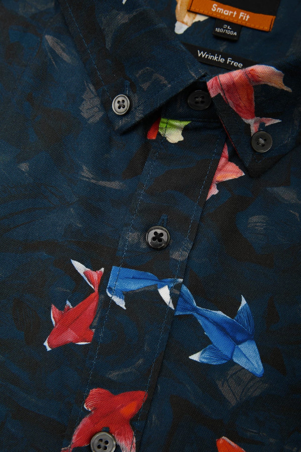 G2000 - Shirts - Wrinkle Free Oxford Koi Printed Smart Fit Short Sleeve Casual Shirt