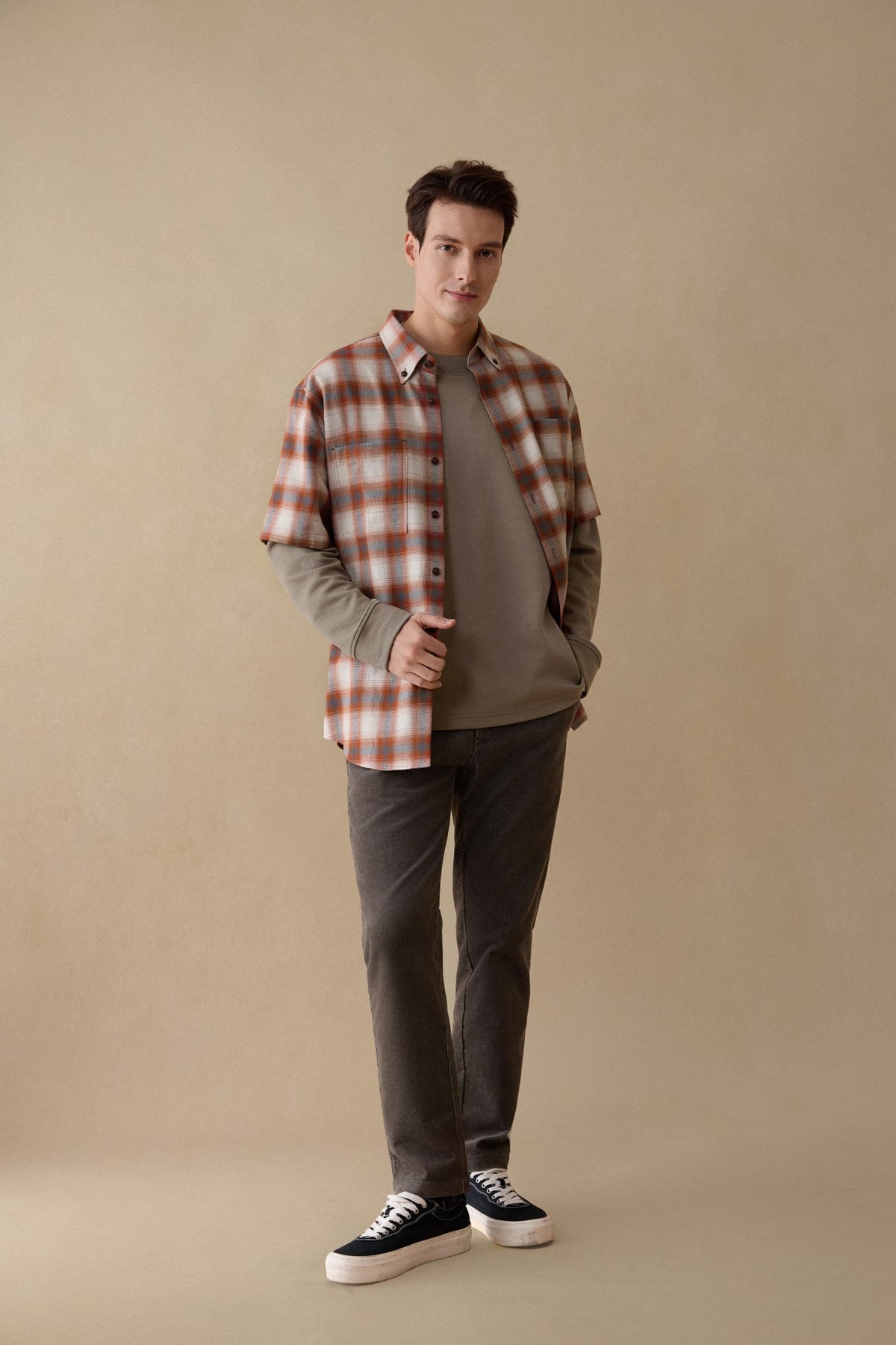 G2000 Shirts 1 Side Brushed Check Flannel Comfort Fit Short Sleeve Casual Shirt