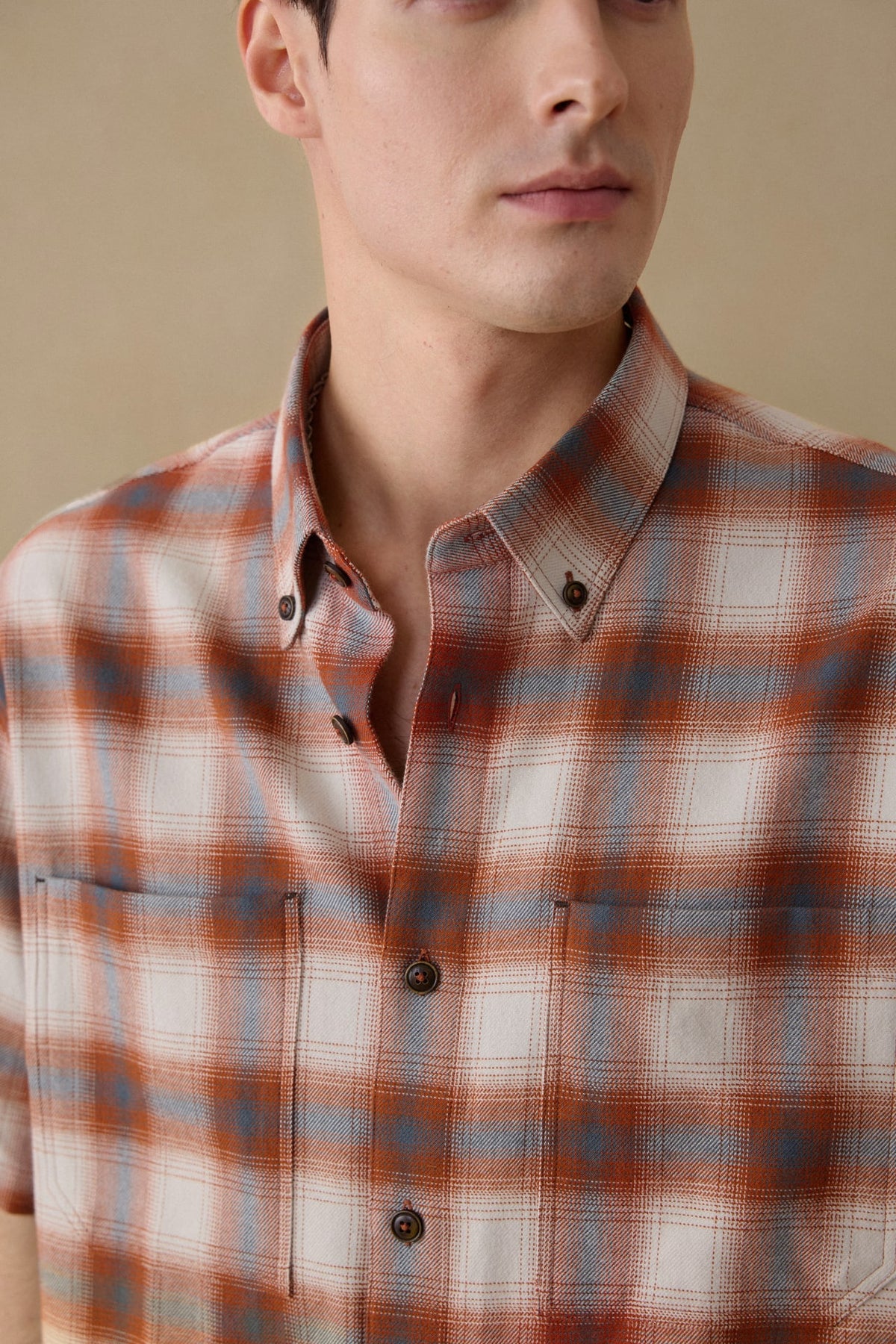 G2000 - Shirts - 1 Side Brushed Check Flannel Comfort Fit Short Sleeve Casual Shirt