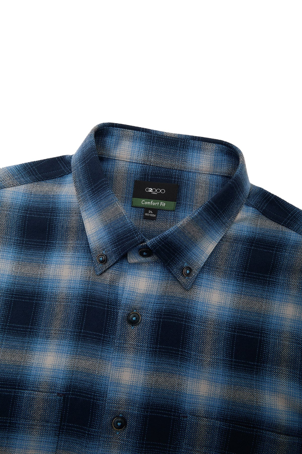 G2000 - Shirts - 1 Side Brushed Check Flannel Comfort Fit Short Sleeve Casual Shirt