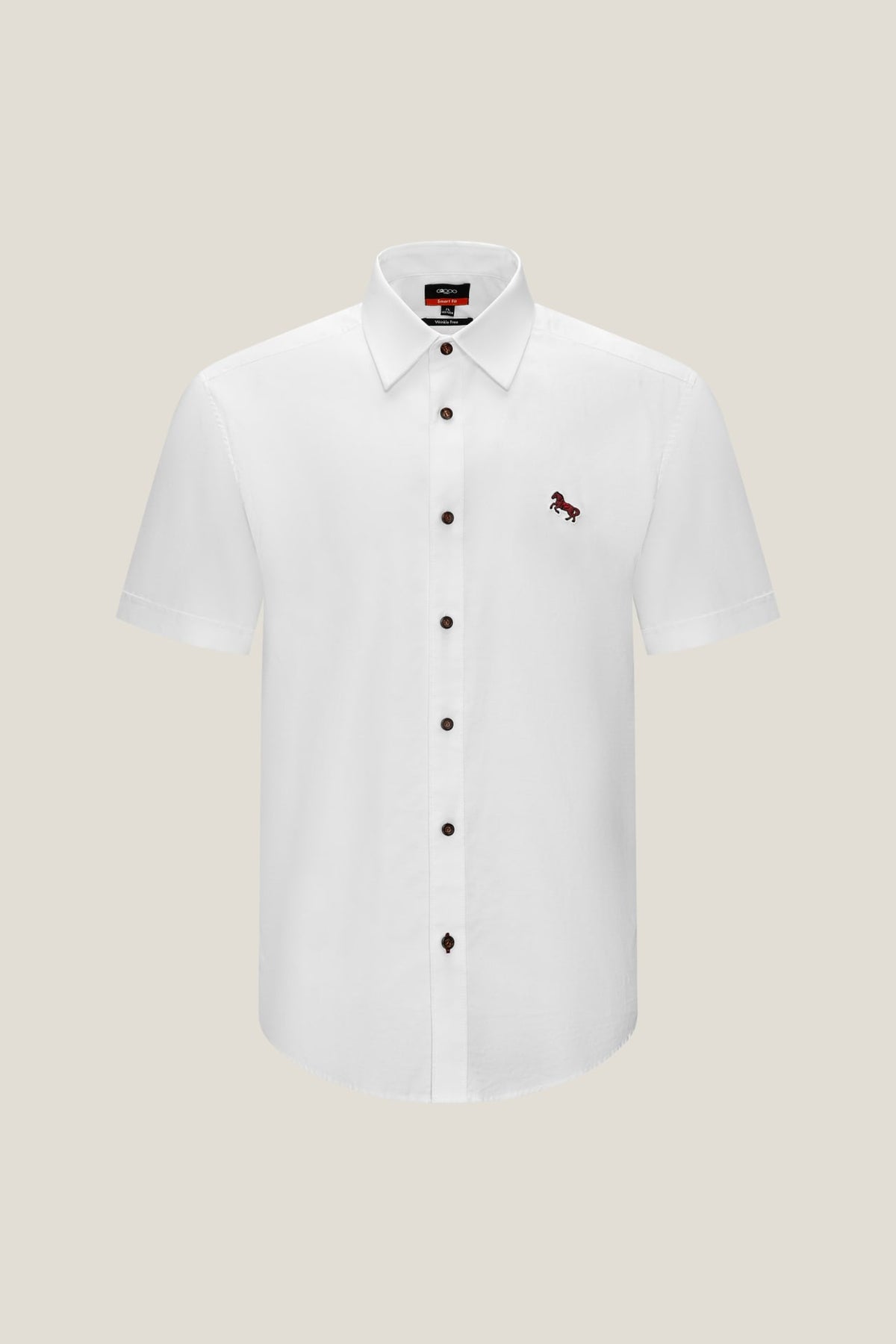 G2000 Shirts Wrinkle Free Oxford Smart Fit Short Sleeve Casual Shirt with Logo White Smart