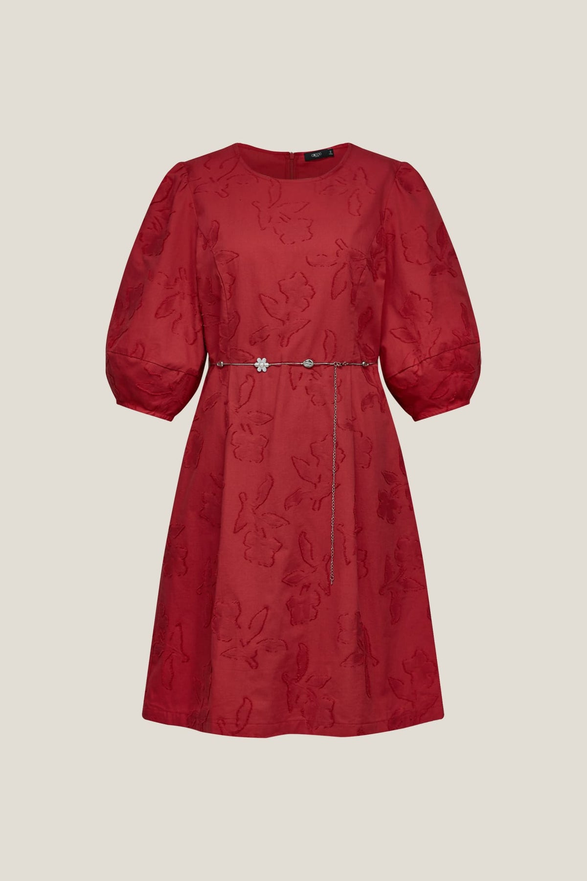 G2000 Dresses Belted Clip Jacquard Midi Dress Rosso Regular
