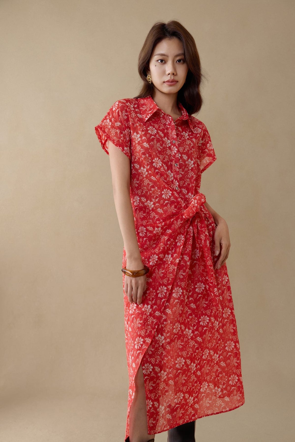 G2000 - Dresses - Floral Print Wrap Shirt Dress