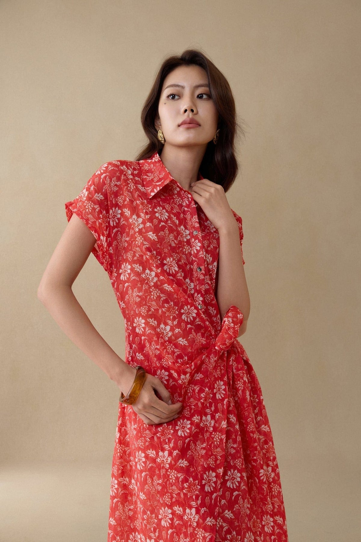 G2000 - Dresses - Floral Print Wrap Shirt Dress