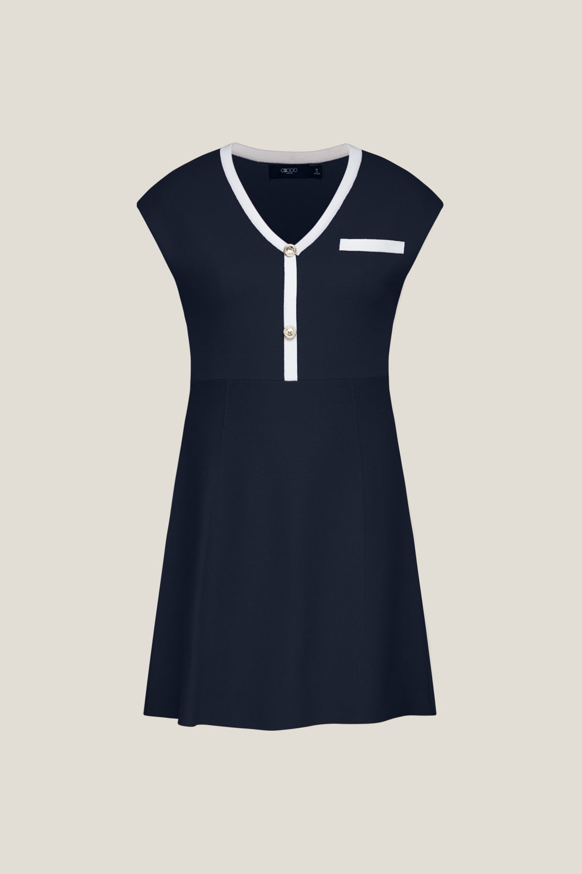 G2000 - Dresses - V-Neck Tipped Knit Dress - Dark Navy - Regular