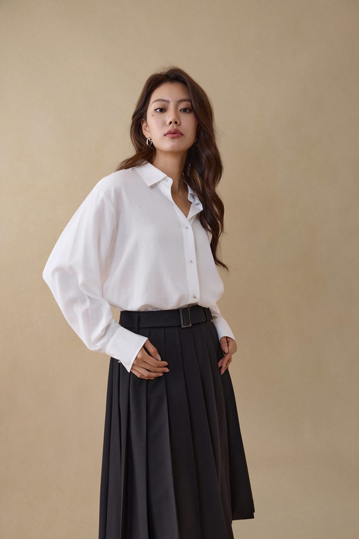 G2000 Shirts Lyocell Rhinestone Embellished Shirt Star White Relaxed