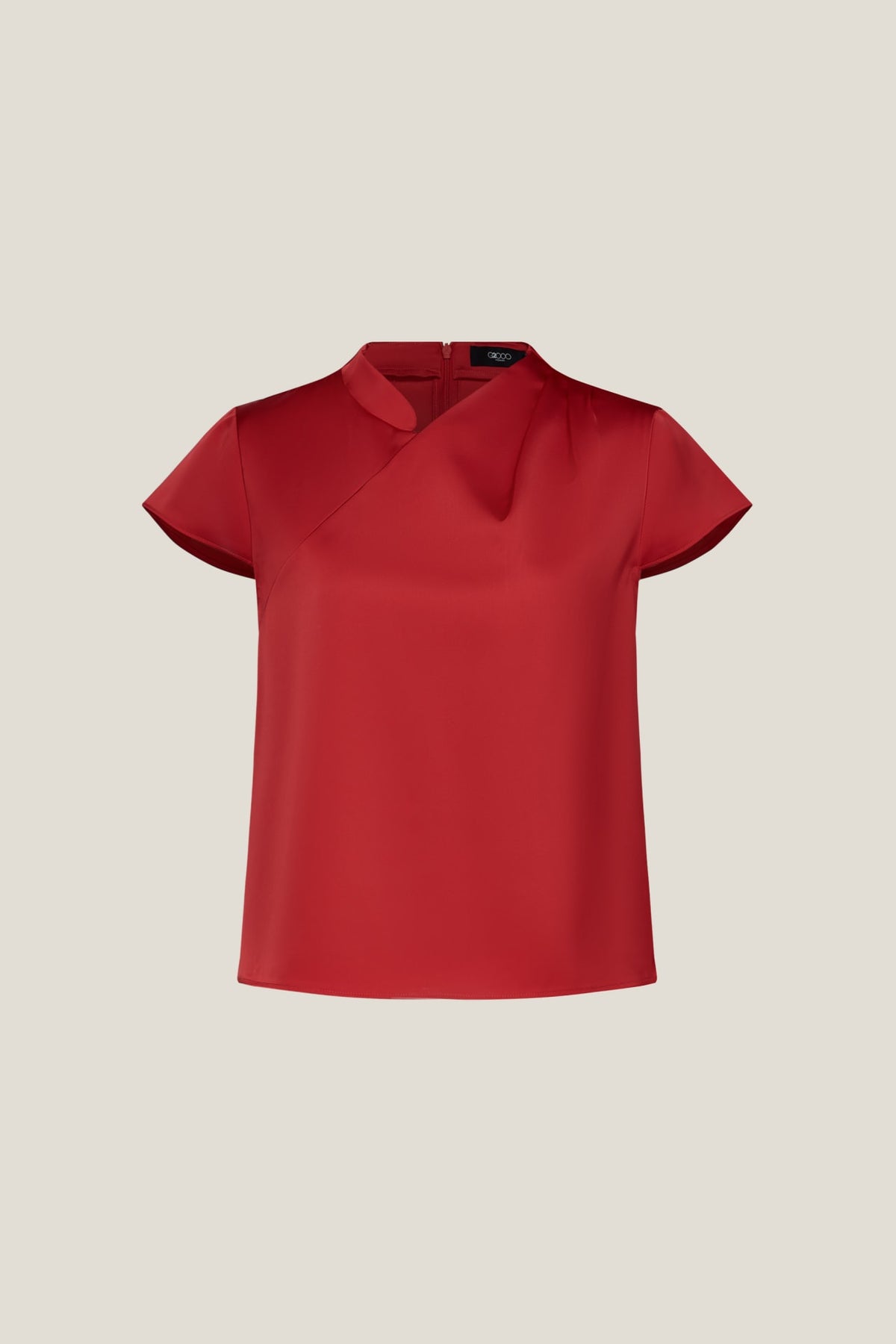 G2000 - Blouses - Mandarin Collar Pleated Satin Top - Jazzy - Regular