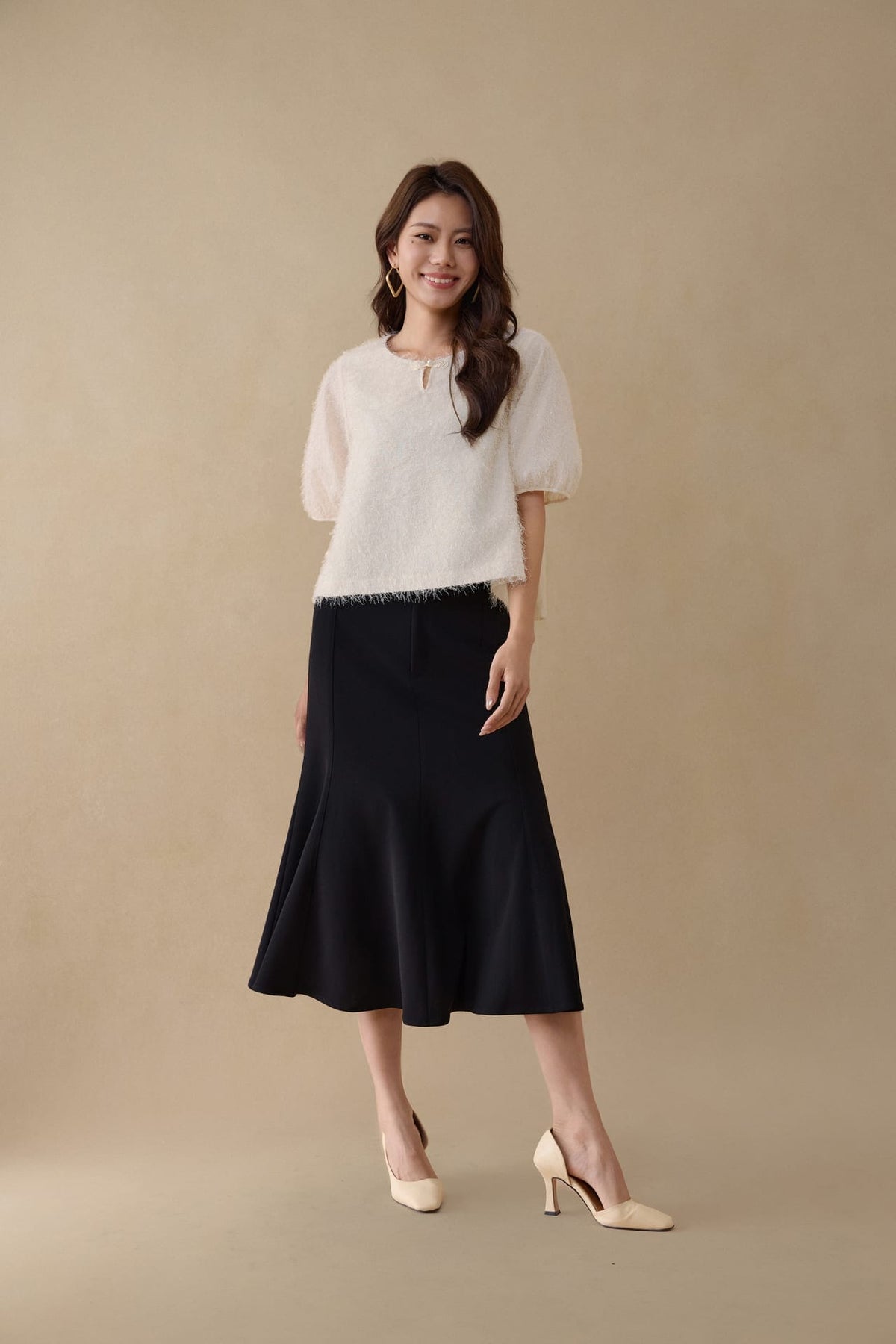 G2000 Blouses Textured Jacquard Top with Knot Detail